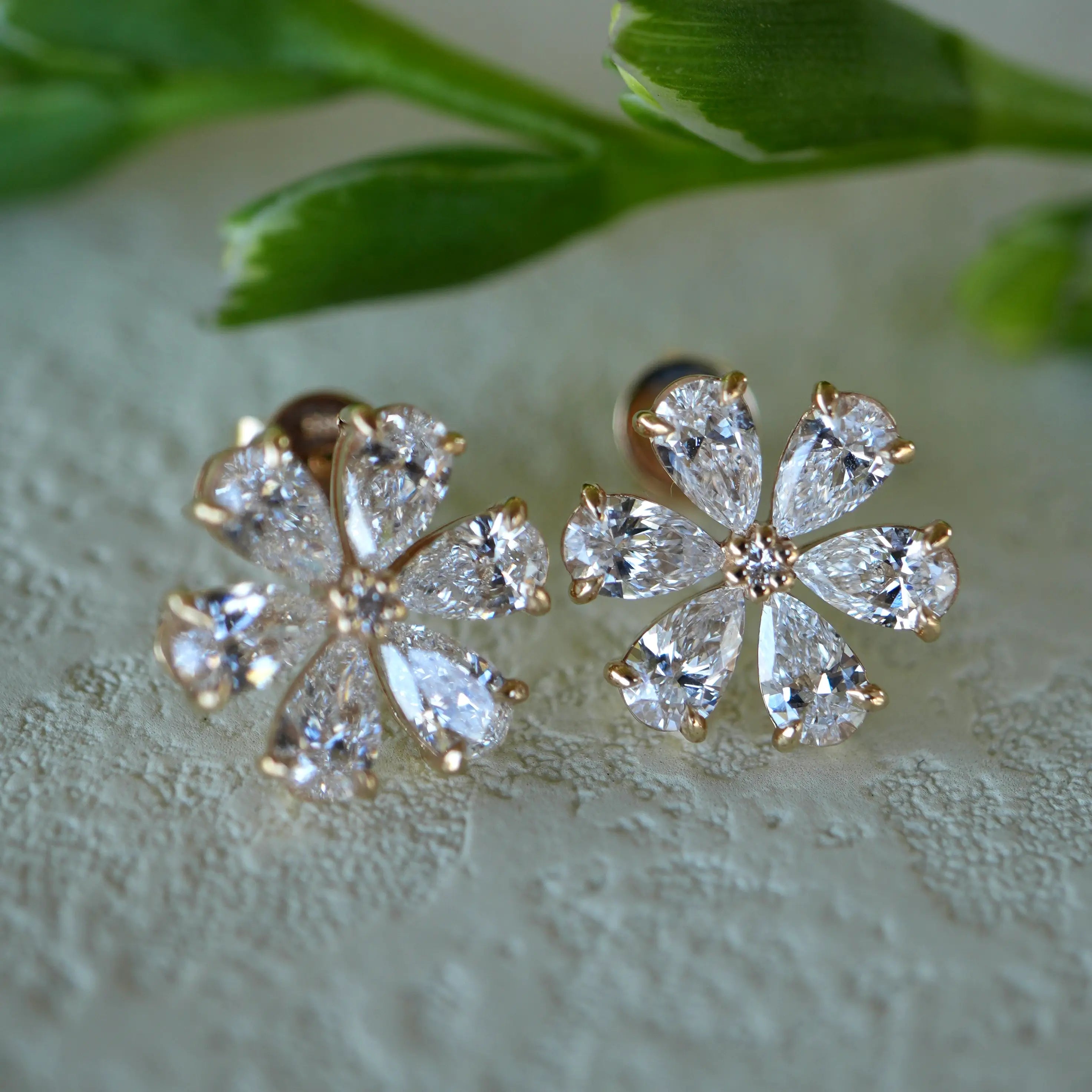 Flora Blossom Lab Grown Diamond Earrings 14k yellow gold 