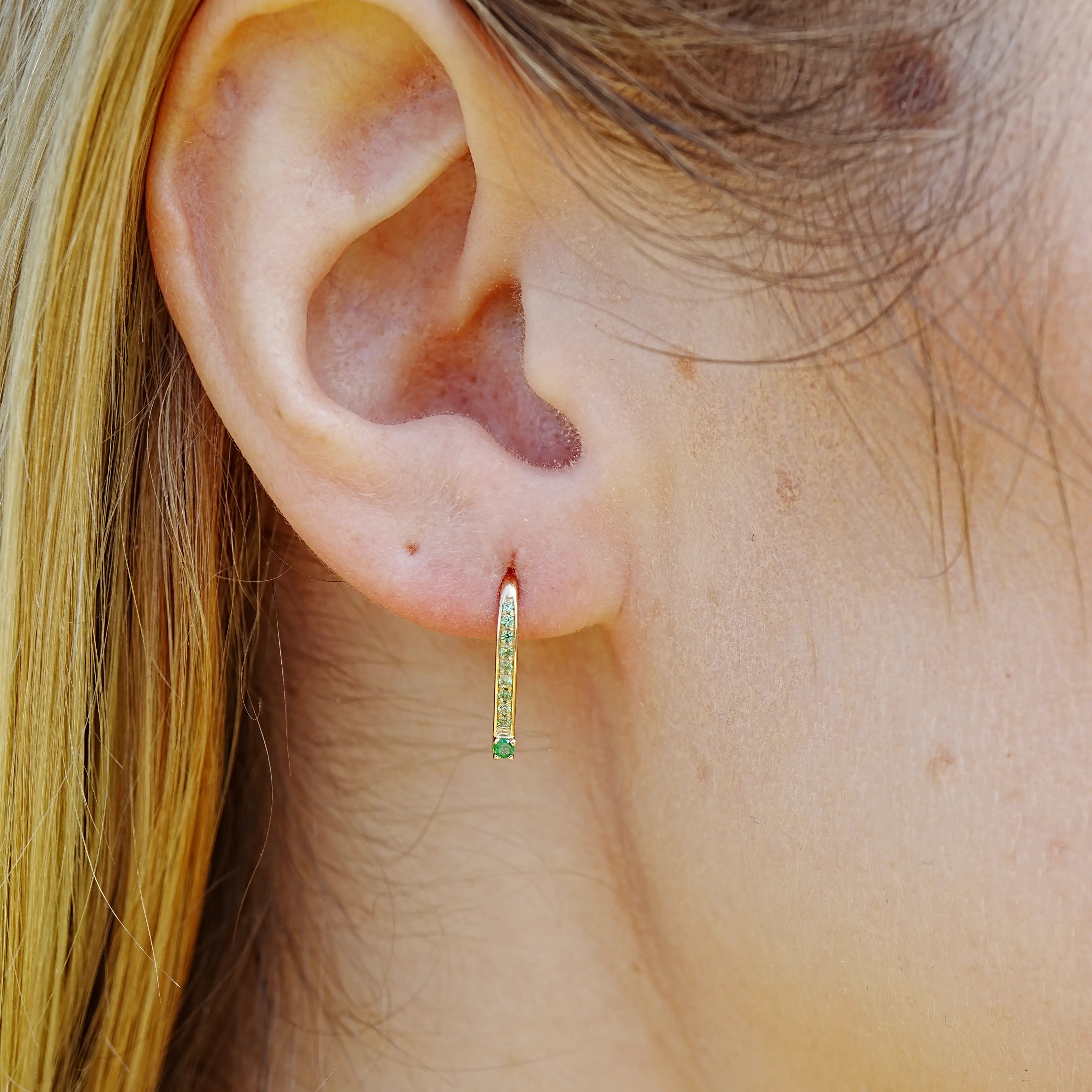 Natural Green Tsavorite Convertible Hook Earrings 14k Solid Yellow Gold