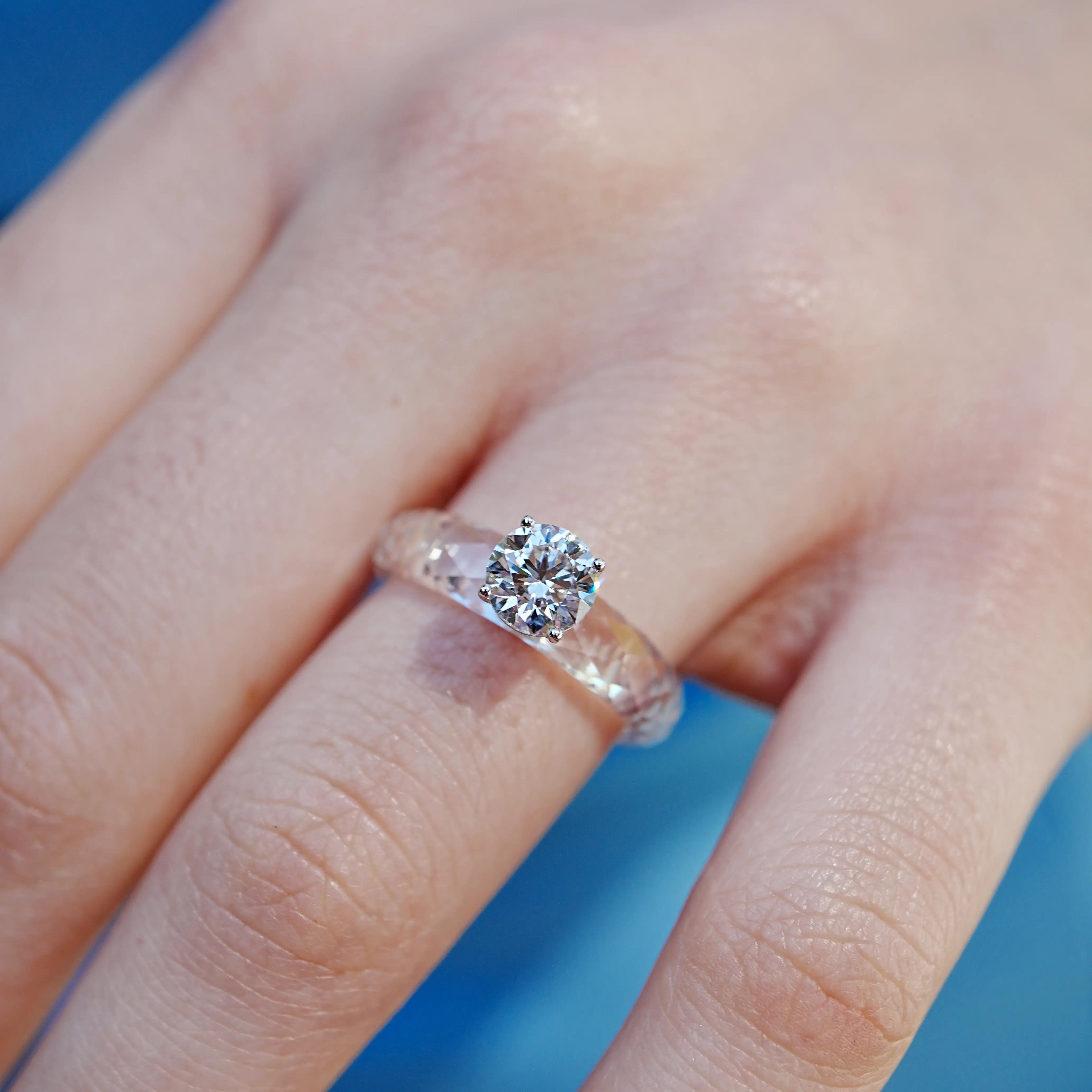 Kai Everlight Lab Grown Diamond Faceted Sapphire Ring in 14k white gold