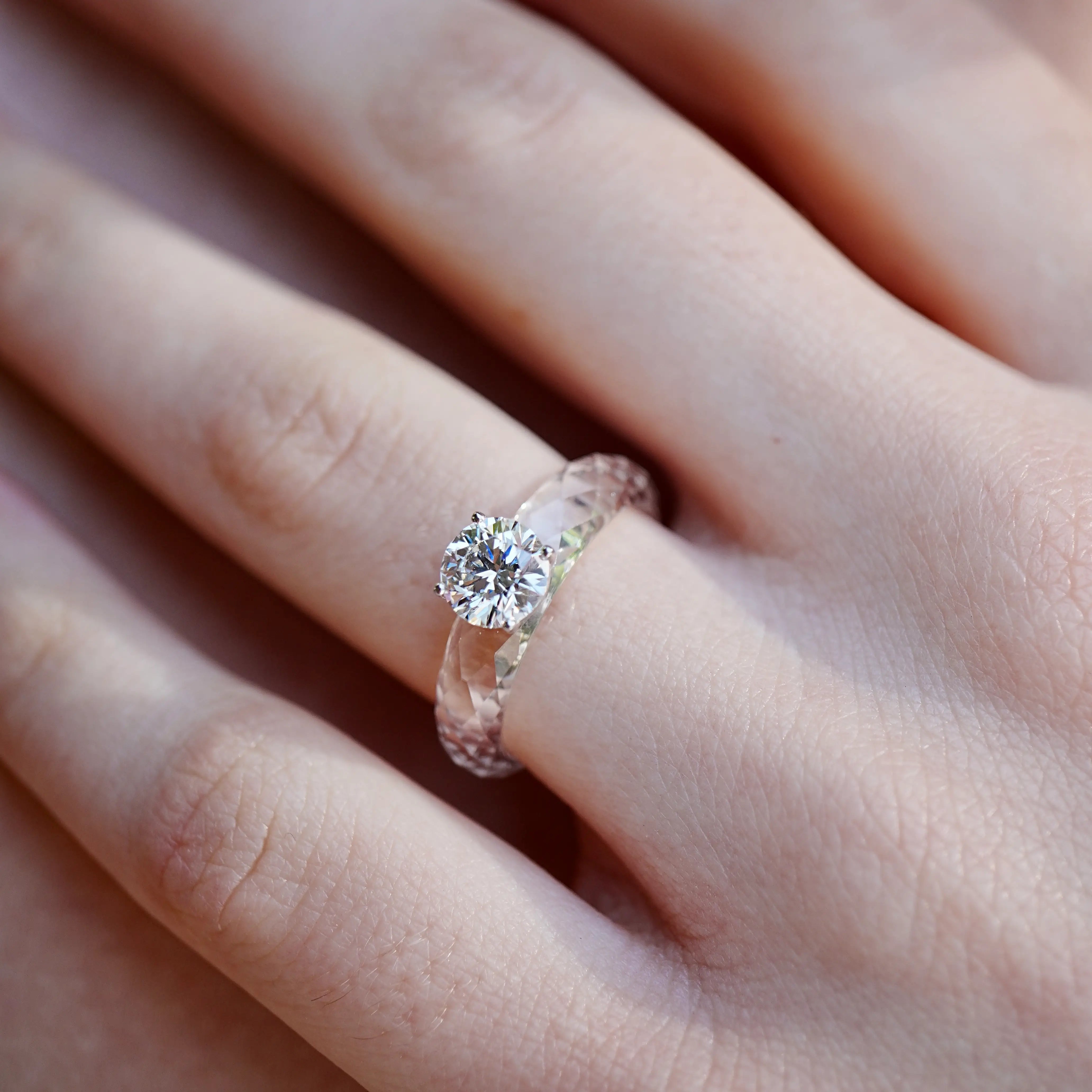 Kai Everlight Lab Grown Diamond Faceted Sapphire Ring in 14k white gold