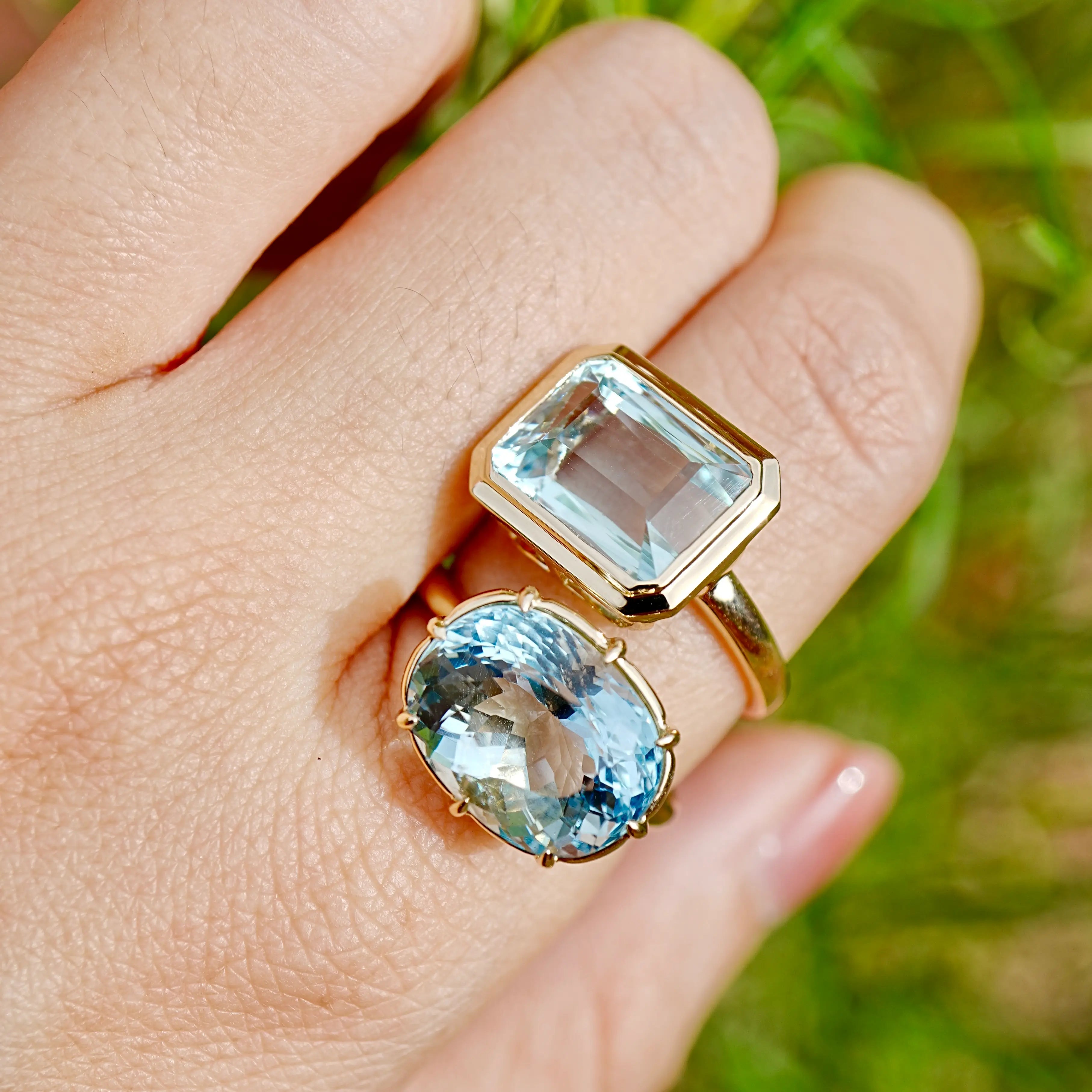 Bella AIGS Certified Aquamarine East-West Ring - 5.81ct (One-of-a-Kind)