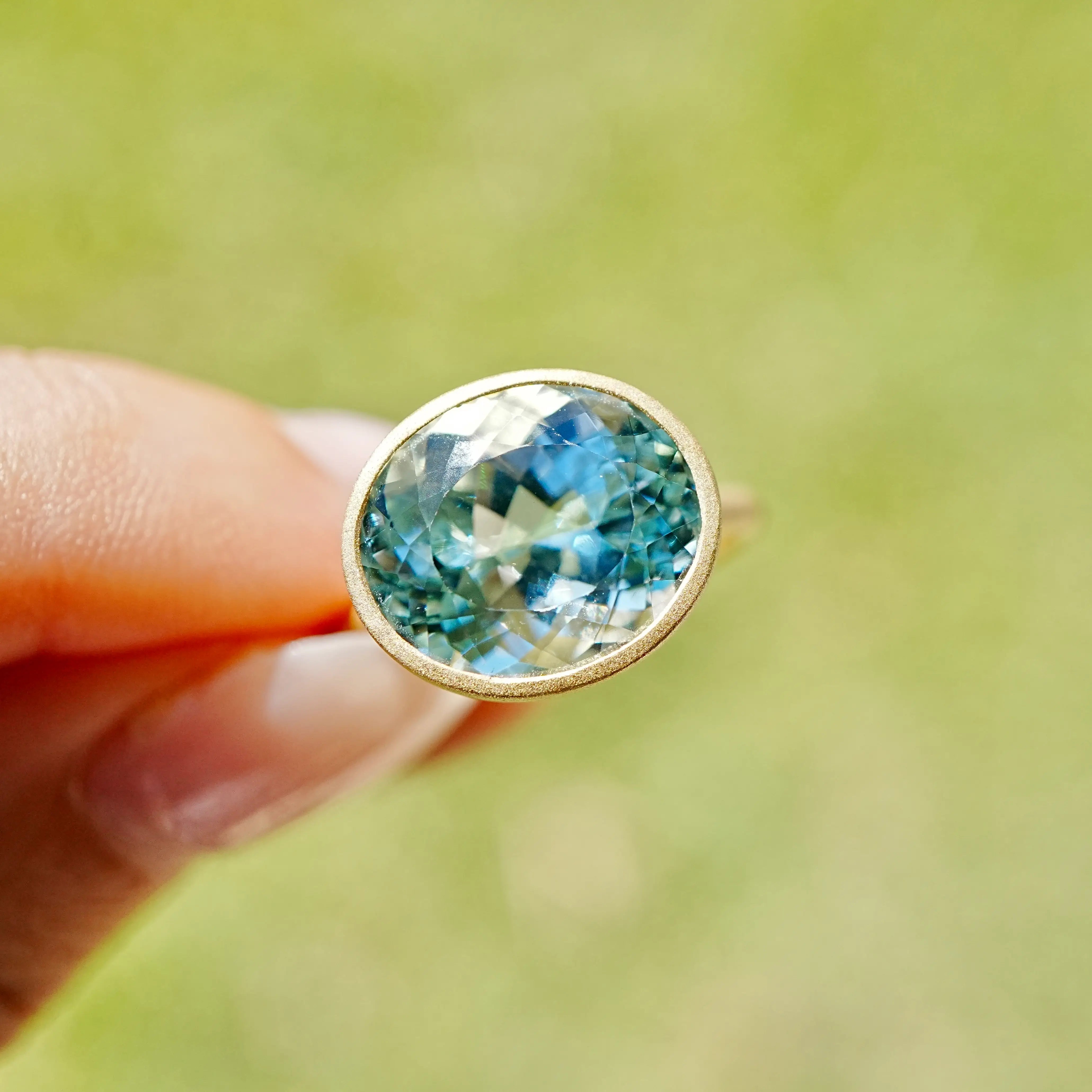 Aria Arch Guild Certified Santa Maria Aquamarine East-West Ring - 6.83ct (One-of-a-Kind)