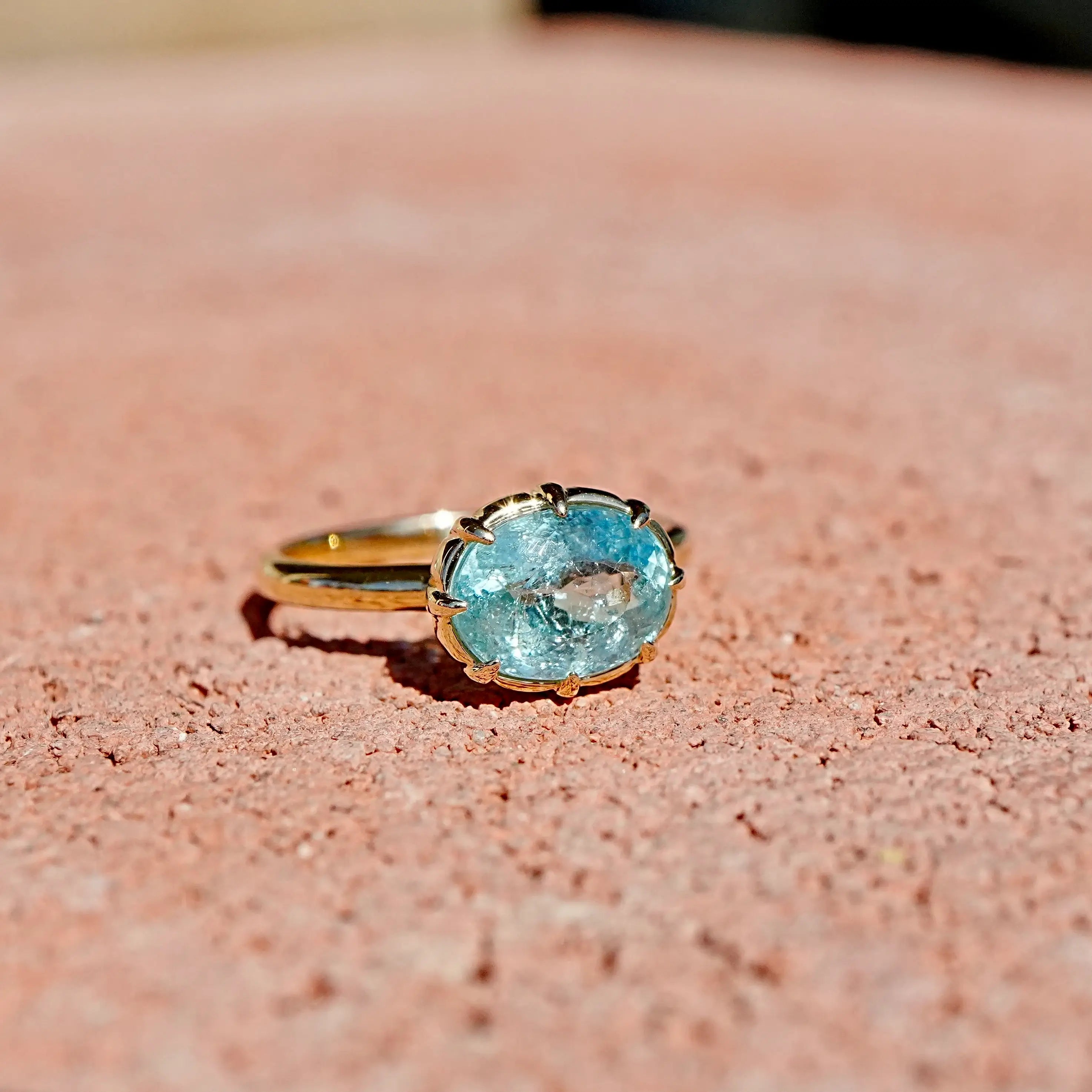 kai fine jewelry One-of-a-Kind Aurea AIGS Certified Natural Paraiba Tourmaline East-West Ring - 3.02ct 