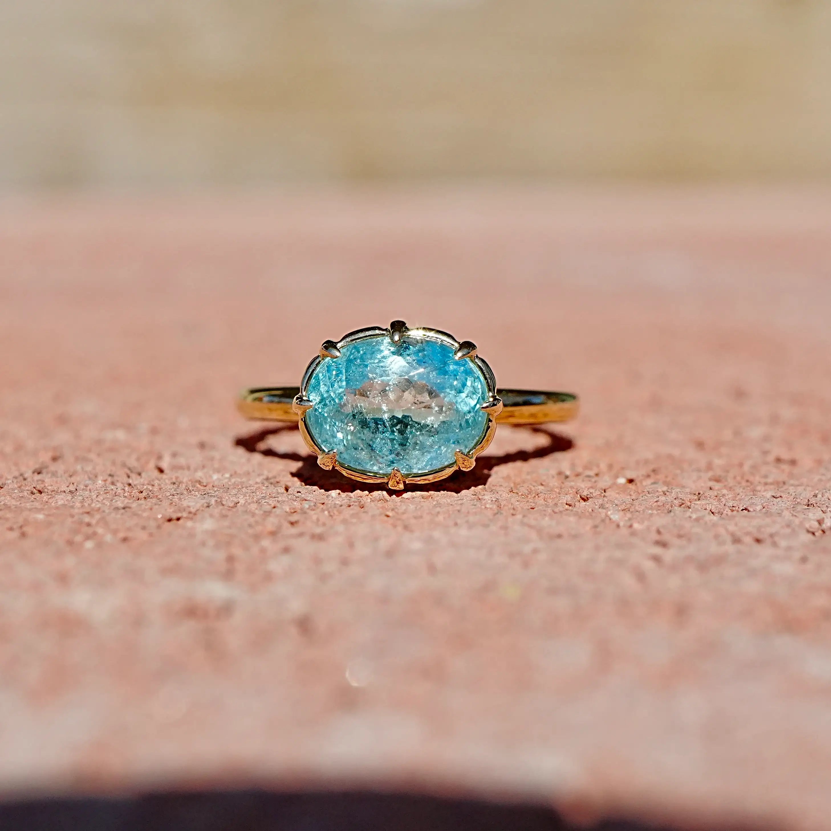 kai fine jewelry One-of-a-Kind Aurea AIGS Certified Natural Paraiba Tourmaline East-West Ring - 3.02ct 