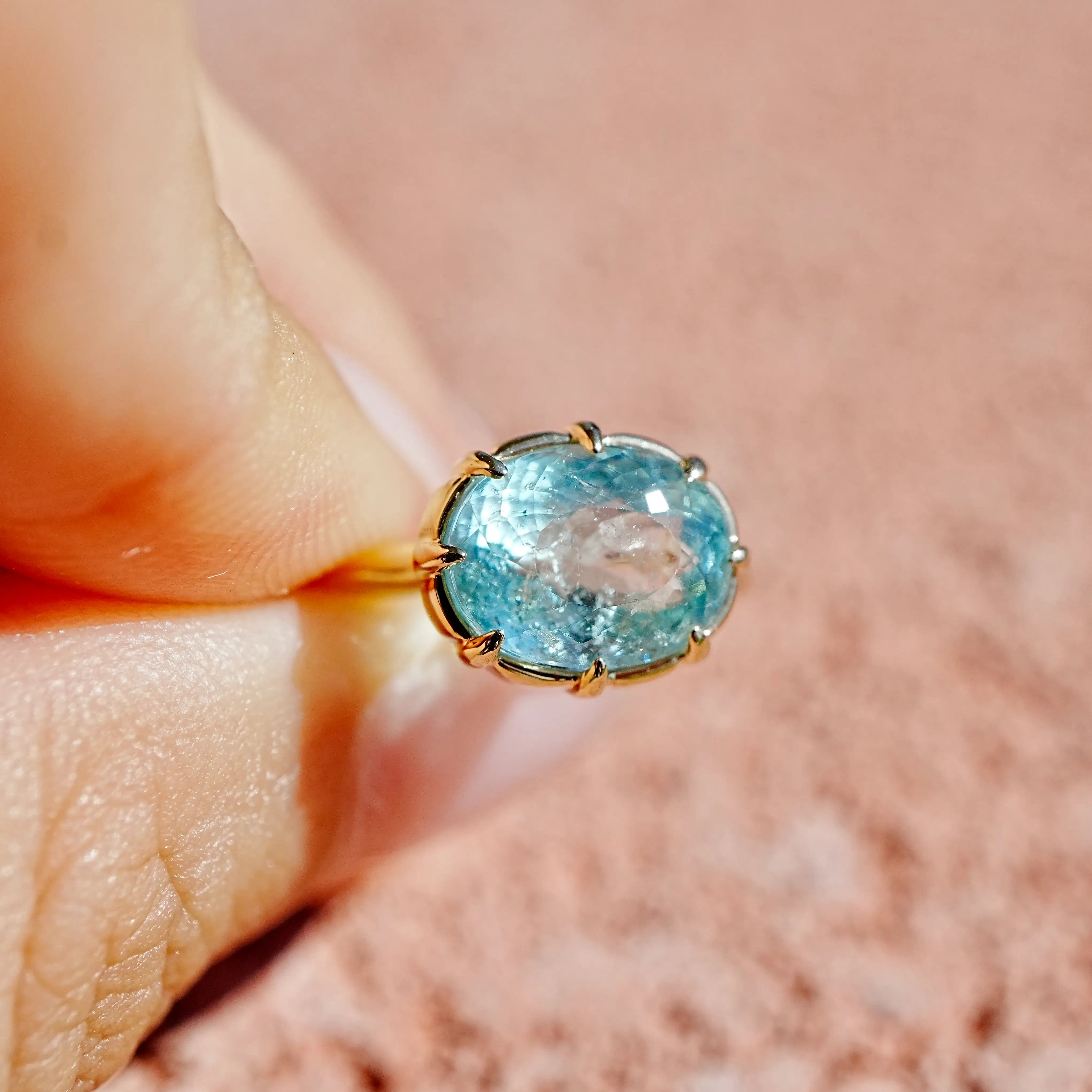 kai fine jewelry One-of-a-Kind Aurea AIGS Certified Natural Paraiba Tourmaline East-West Ring - 3.02ct 