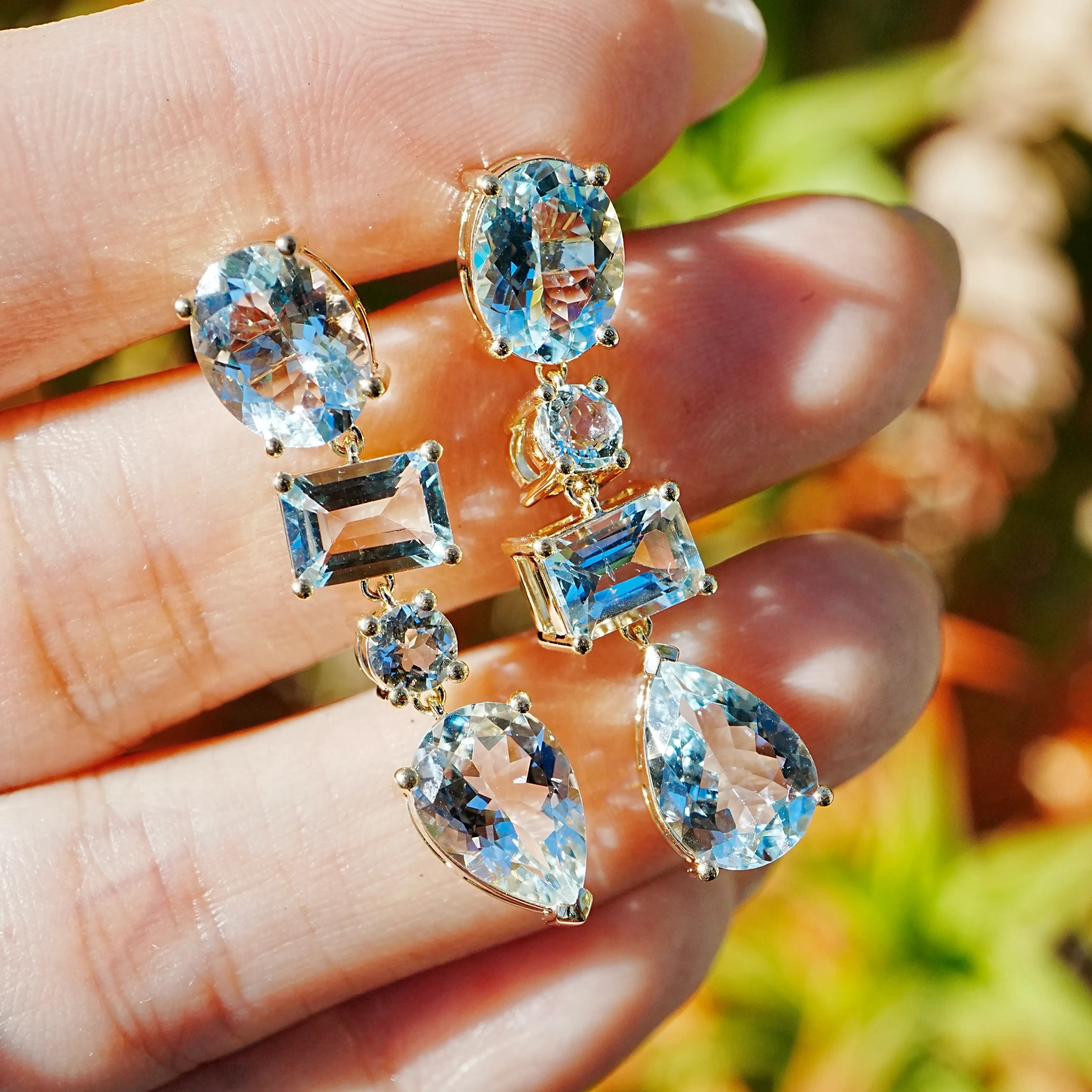 Kai Fine Jewelry Garden Melody Natural  8ct Aquamarine Drop Earrings (One-of-a-Kind)