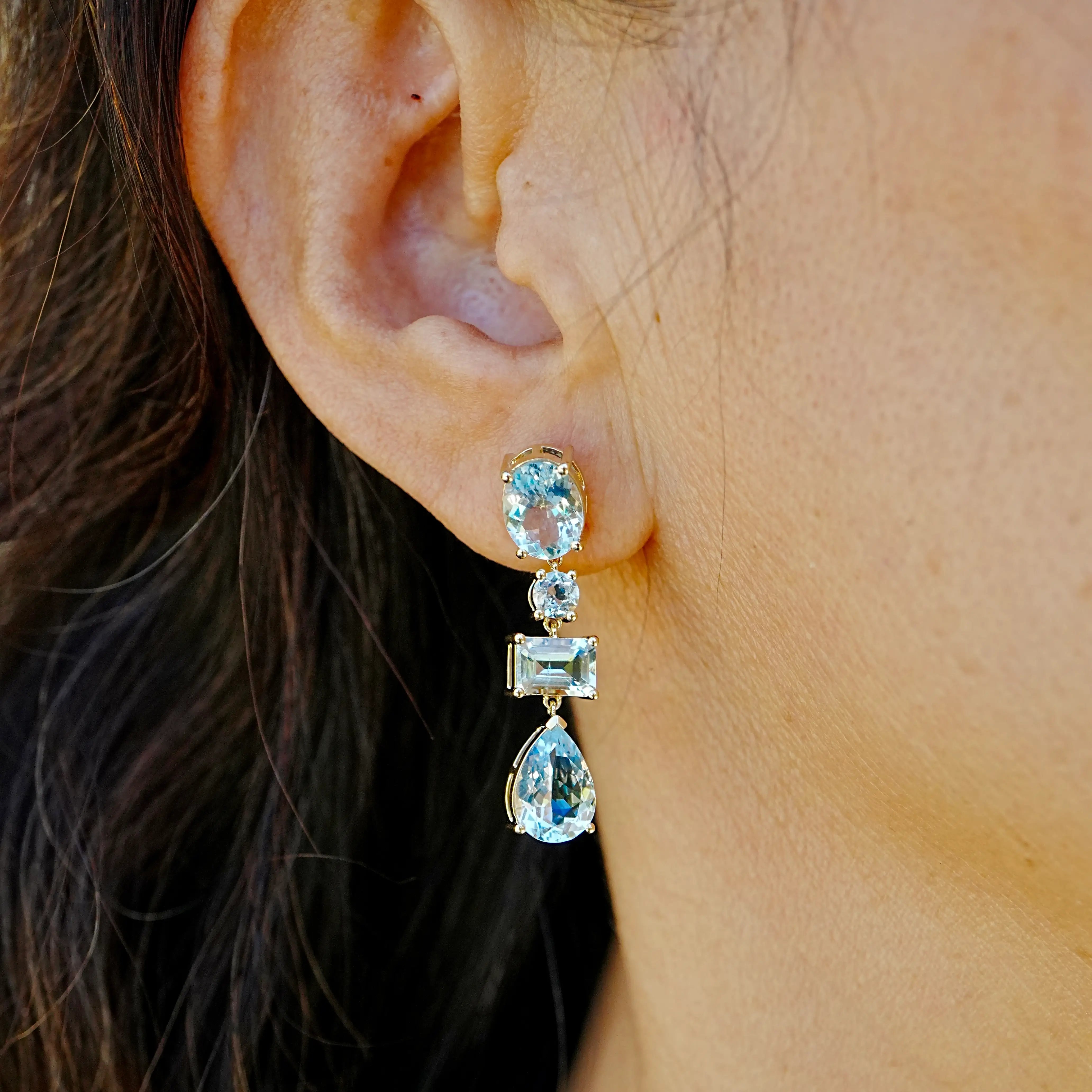 Kai Fine Jewelry Garden Melody Natural  8ct Aquamarine Drop Earrings (One-of-a-Kind)