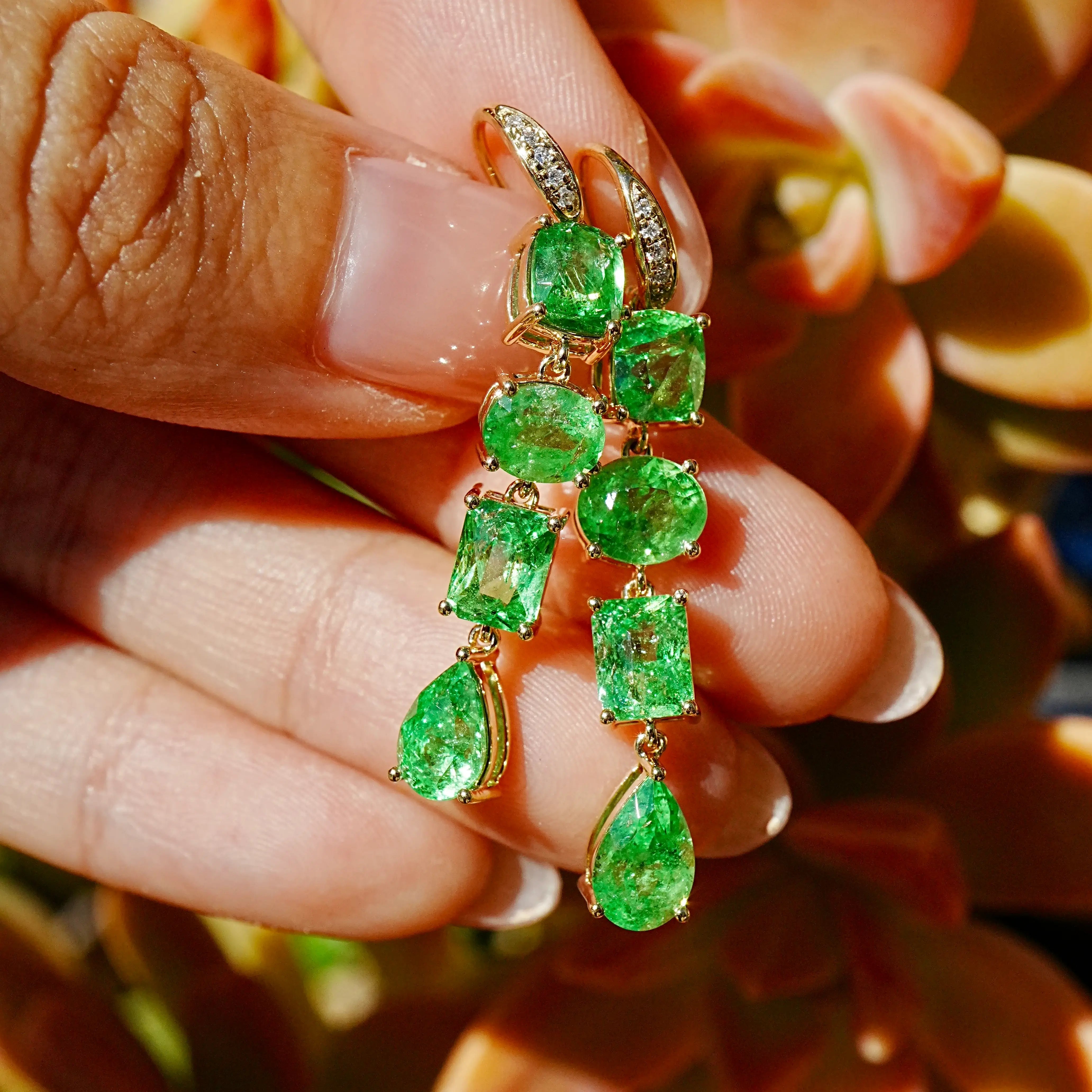 Kai Fine Jewelry Garden Melody Natural Tsavorite & Diamond Drop Earrings (One-of-a-Kind)