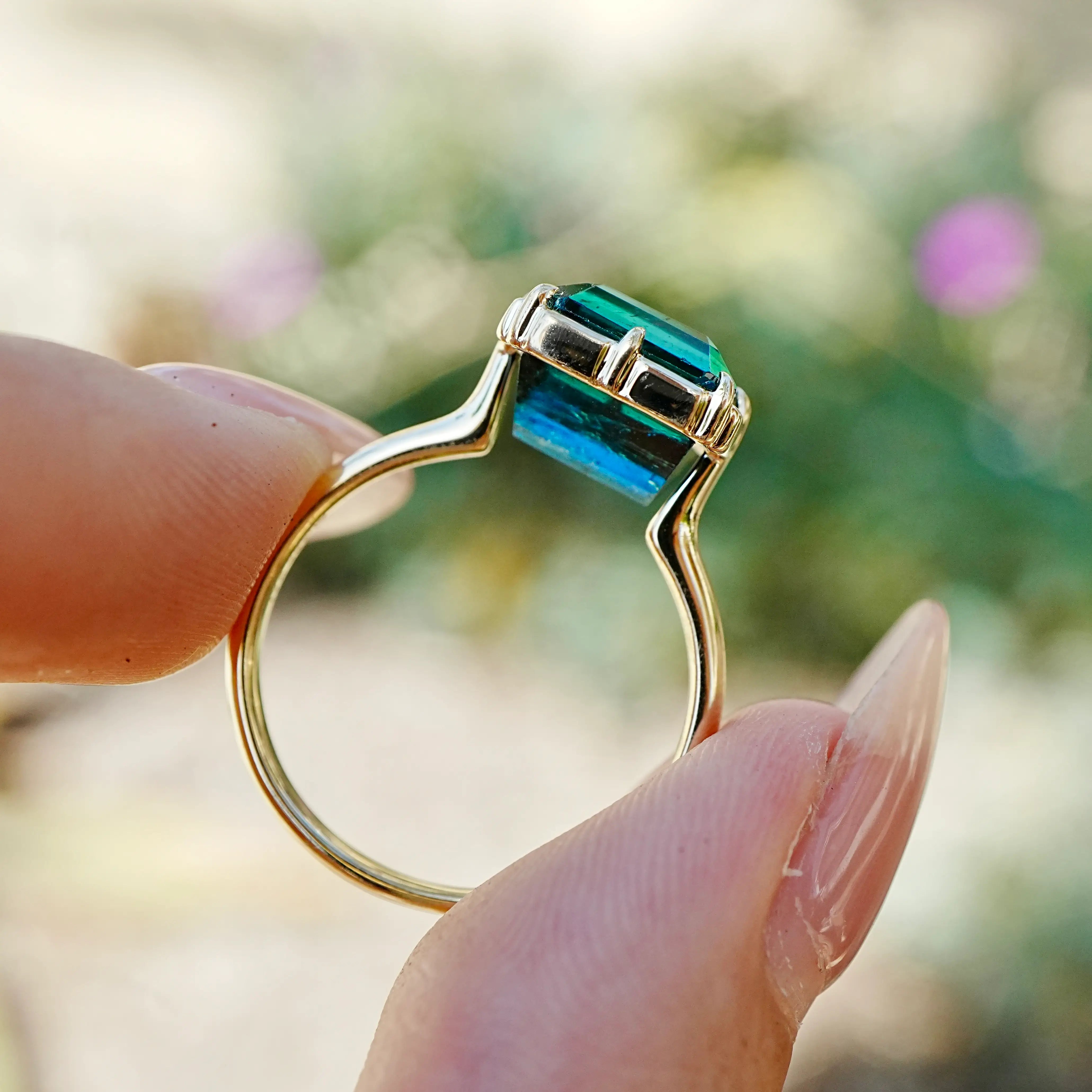 kai fine jewelry Aurea 4.15 ct Natural Blue Tourmaline Ring in 14k yellow gold size 7 (One-of-a-Kind)