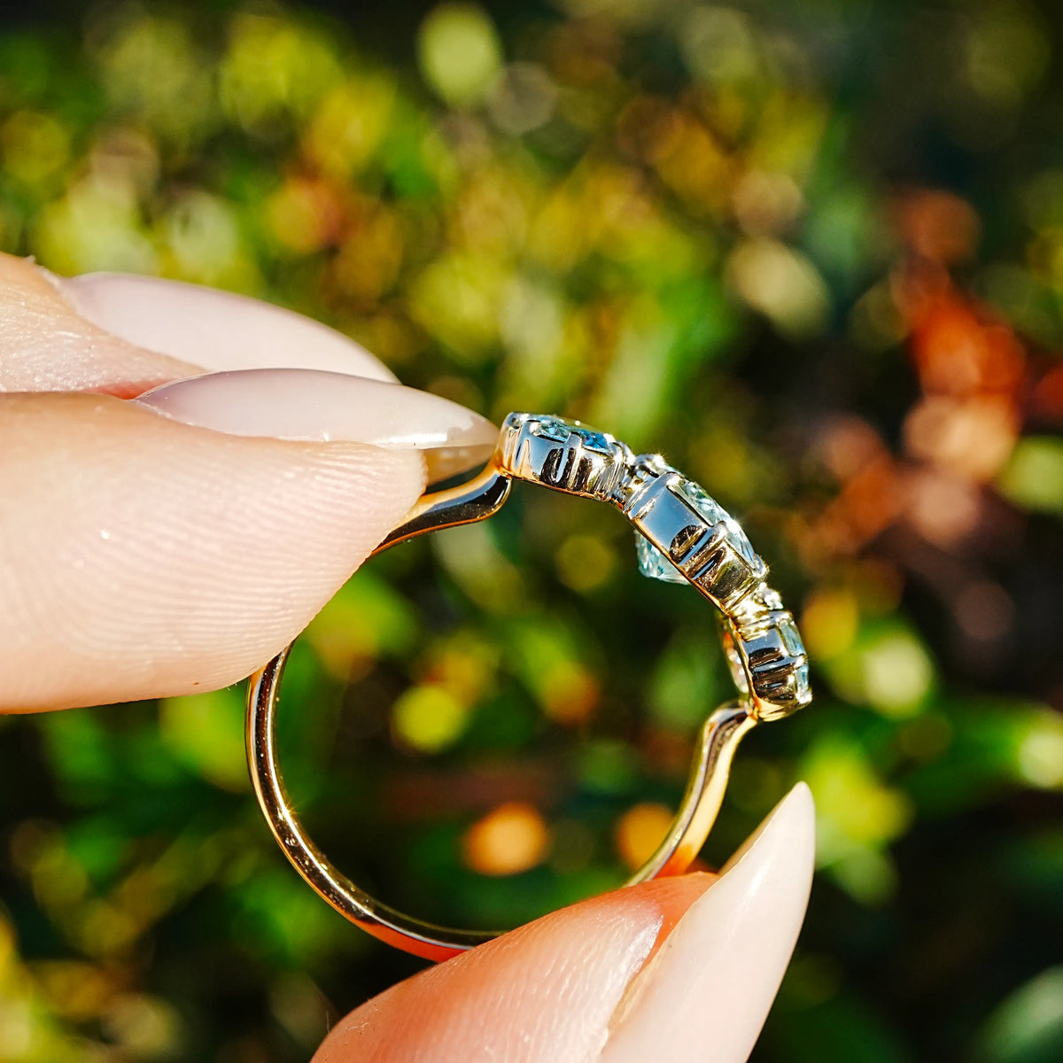 Aurea 2.28 ctw Natural Aquamarine Three-Stone Ring (One-of-a-Kind)