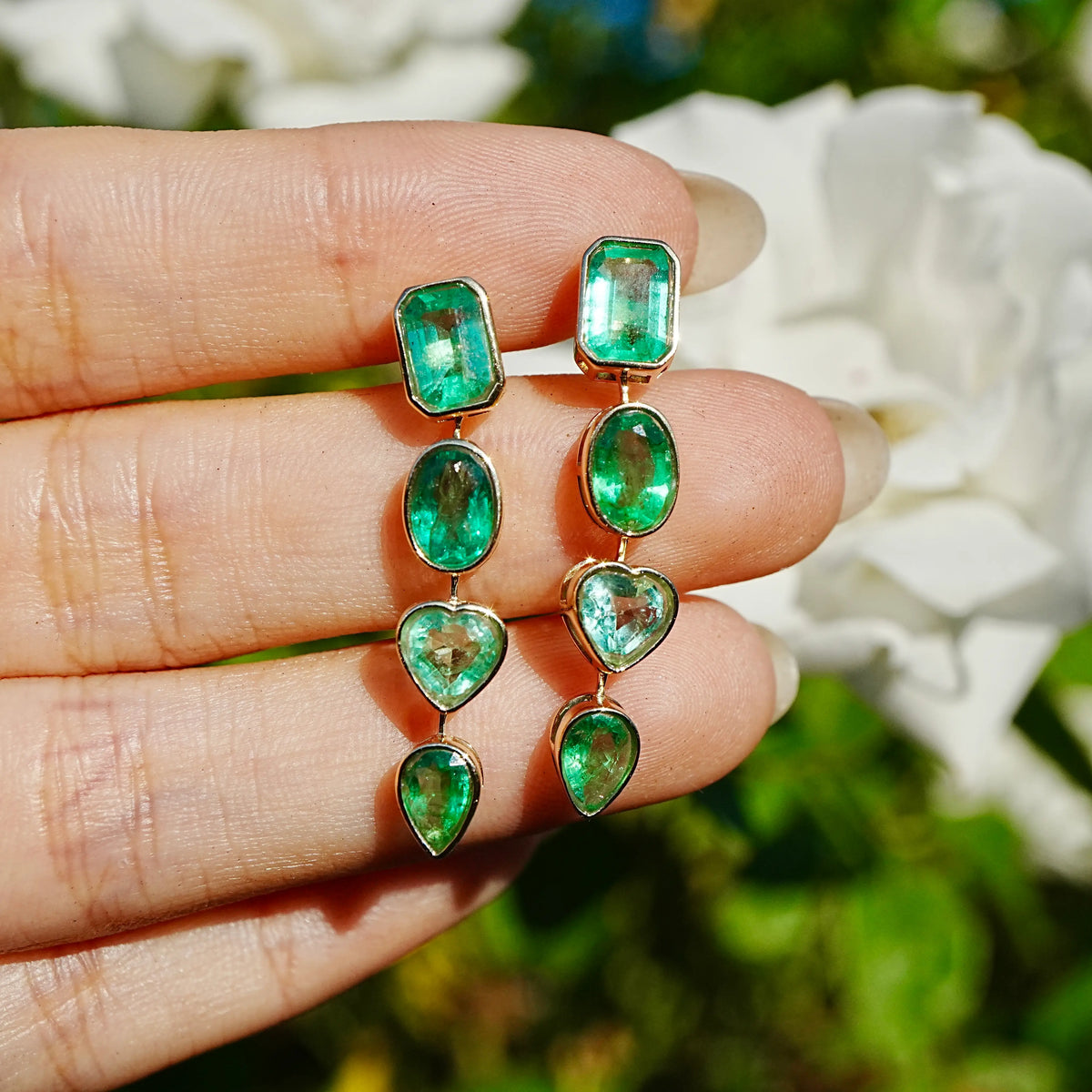 (SOLD) The Garland AIGS Certified 5.12 ctw Natural Emerald Drop Earrings (One-of-a-Kind)