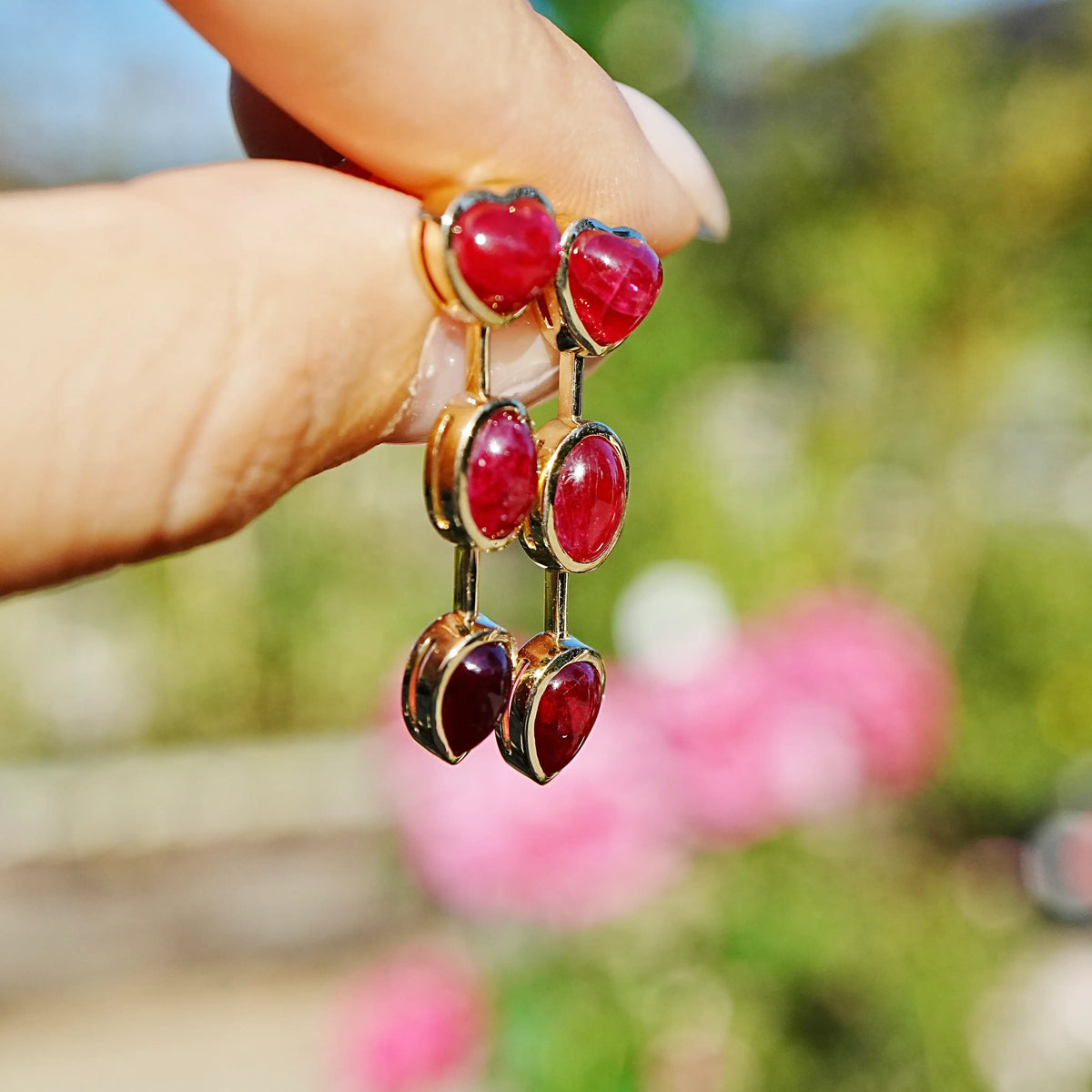 (SOLD) The Garland 6.73 ctw Natural Ruby Drop Earrings (One-of-a-Kind)
