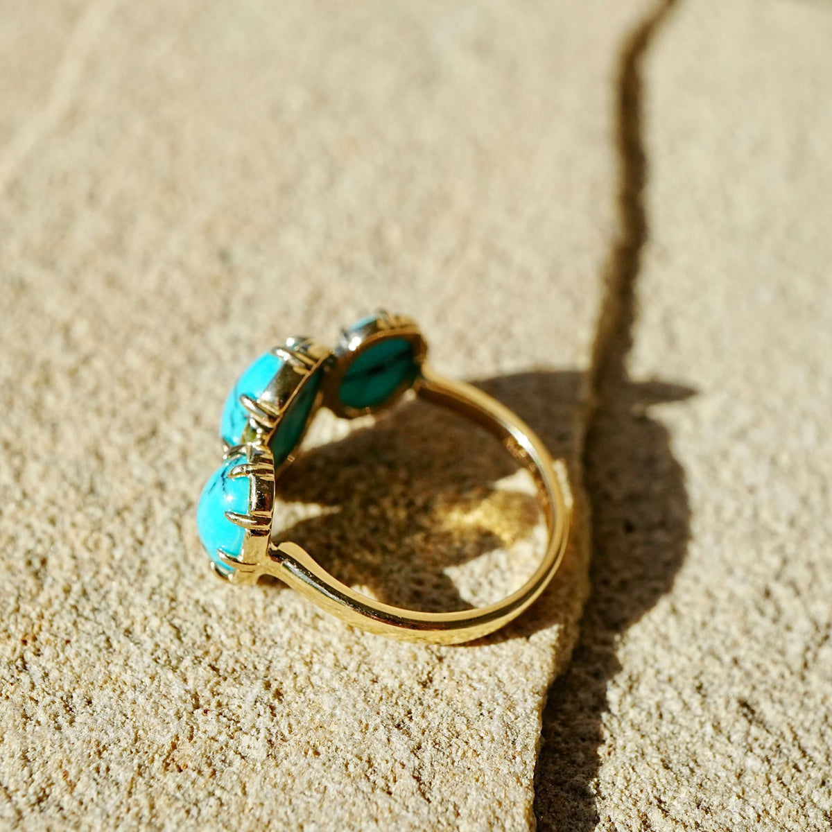 Aurea 3.60 ctw Natural Turquoise Three-Stone Ring (One-of-a-Kind)