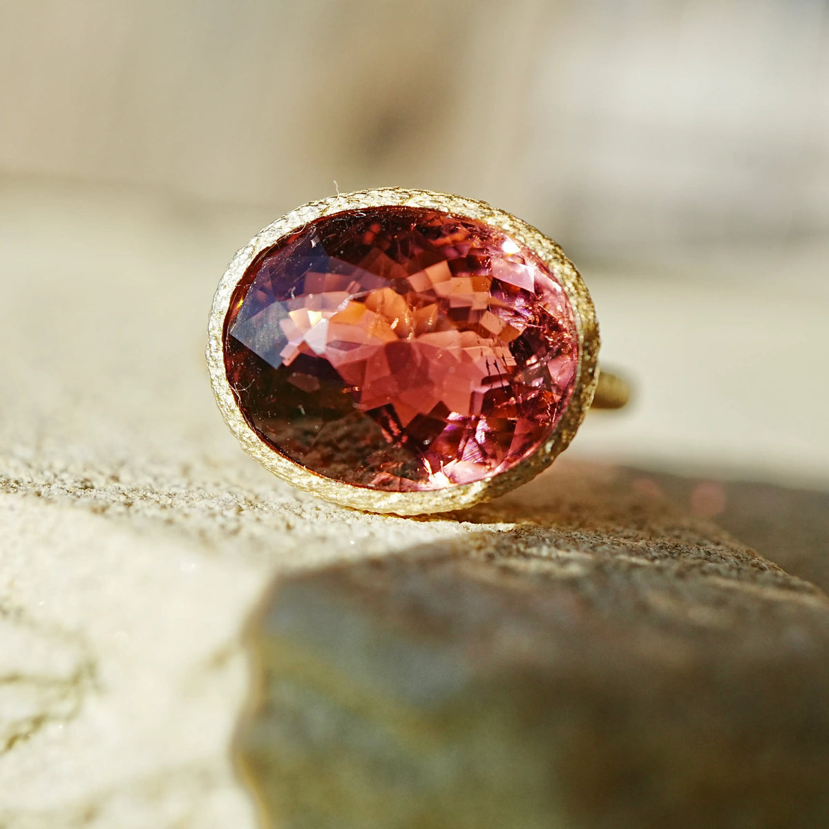 Aria Arch 8.32 ct Natural Rubellite Tourmaline East-West Ring (One-of-a-Kind)