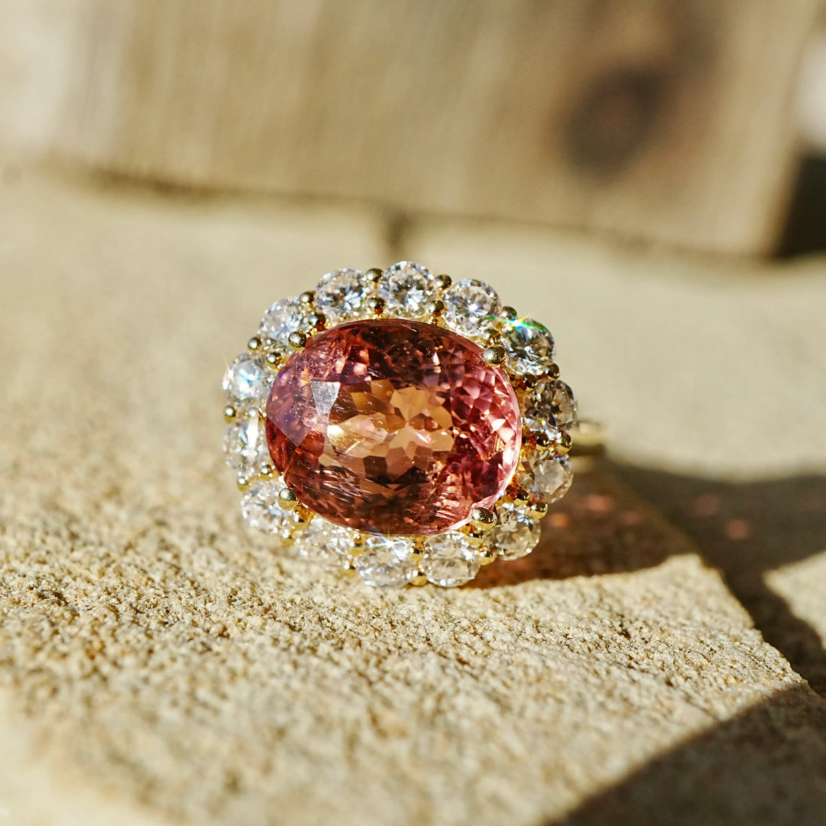 Eden Halo 6.63 ctw Natural Tourmaline & Lab Diamond East-West Ring (One-of-a-Kind)