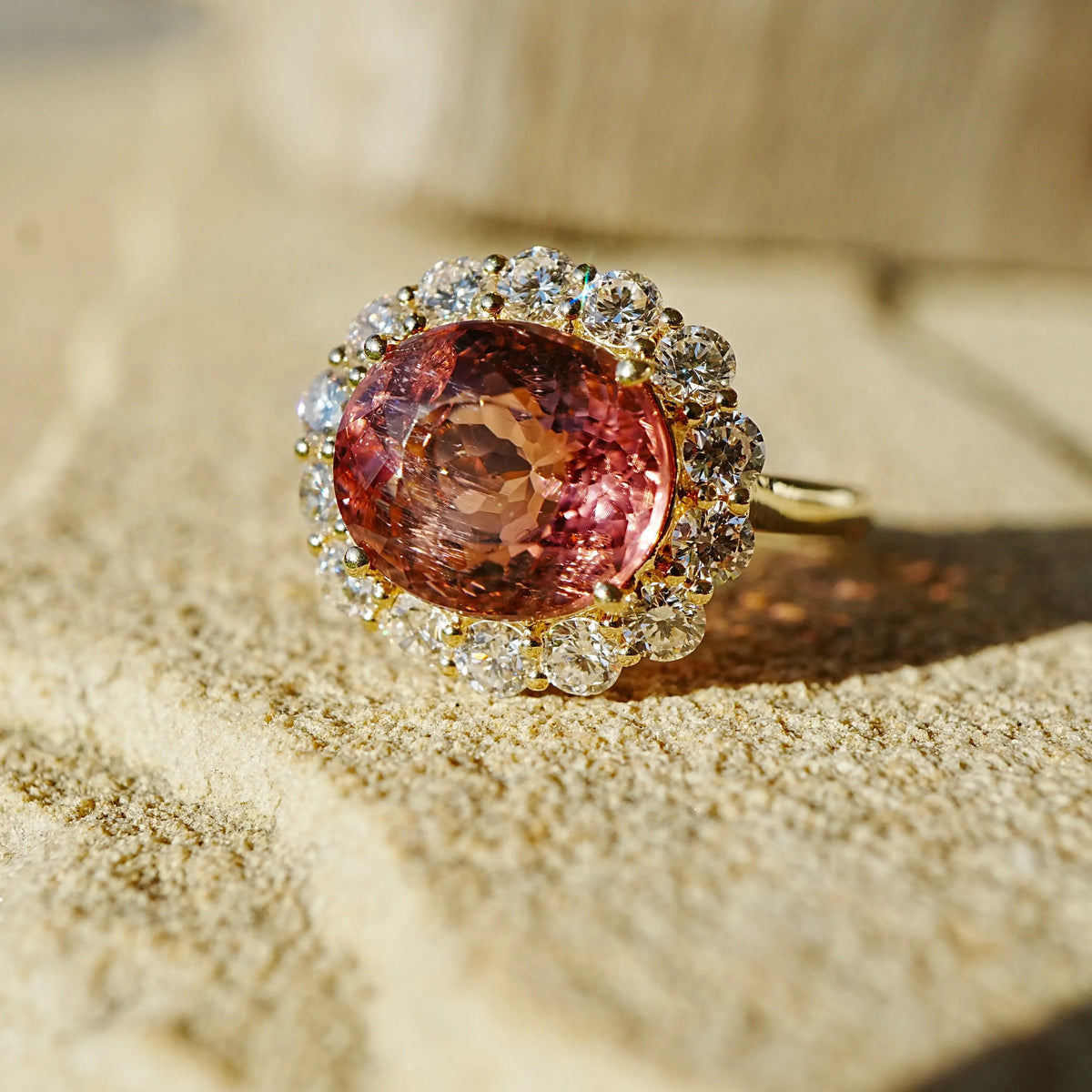 Eden Halo 6.63 ctw Natural Tourmaline & Lab Diamond East-West Ring (One-of-a-Kind)