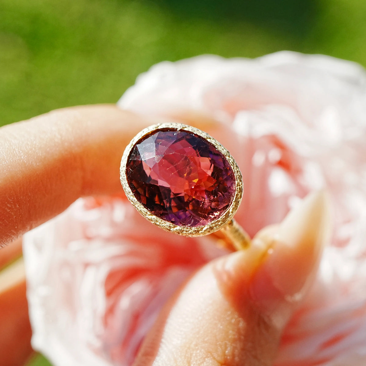 Aria Arch 8.32 ct Natural Rubellite Tourmaline East-West Ring (One-of-a-Kind)