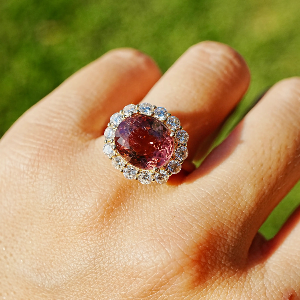 Eden Halo 6.63 ctw Natural Tourmaline & Lab Diamond East-West Ring (One-of-a-Kind)