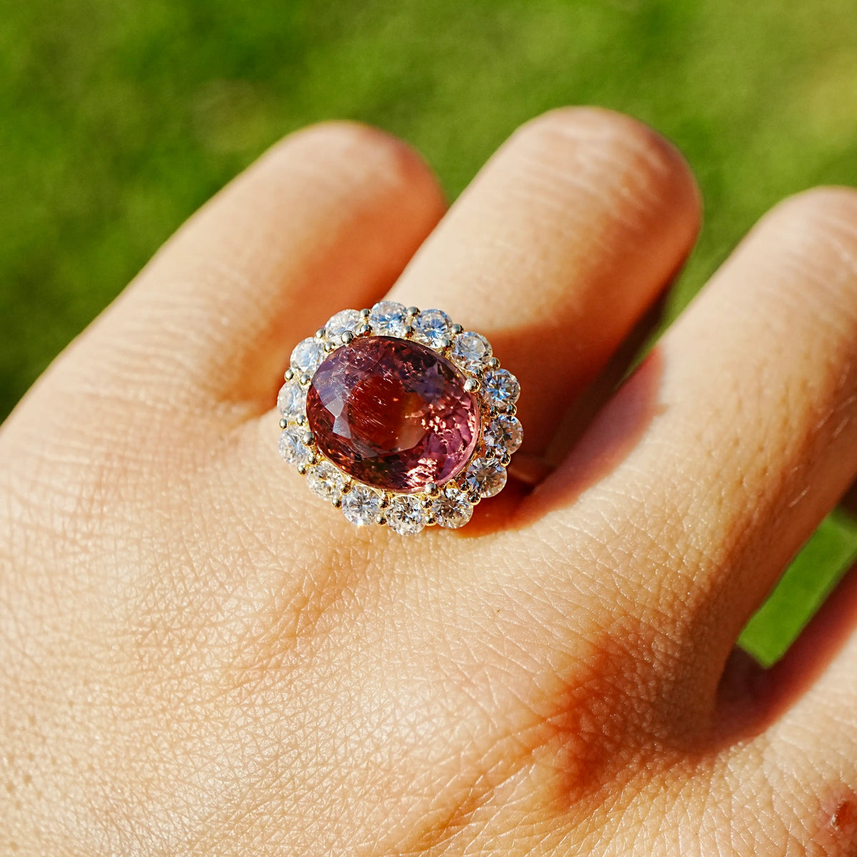 Eden Halo 6.63 ctw Natural Tourmaline & Lab Diamond East-West Ring (One-of-a-Kind)