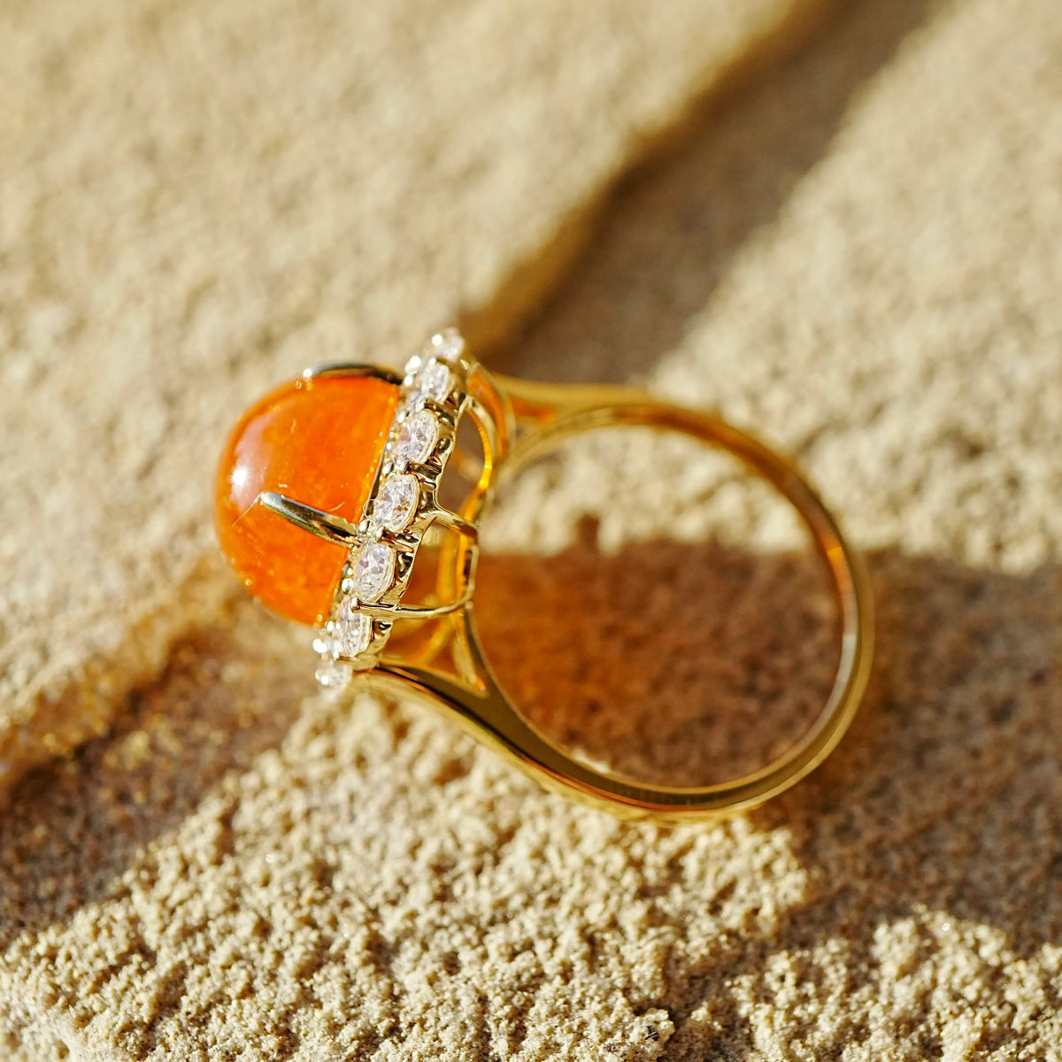 Eden Halo 12.02 ctw Natural Fanta Spessartine Garnet & Lab Diamond Ring (One-of-a-Kind)