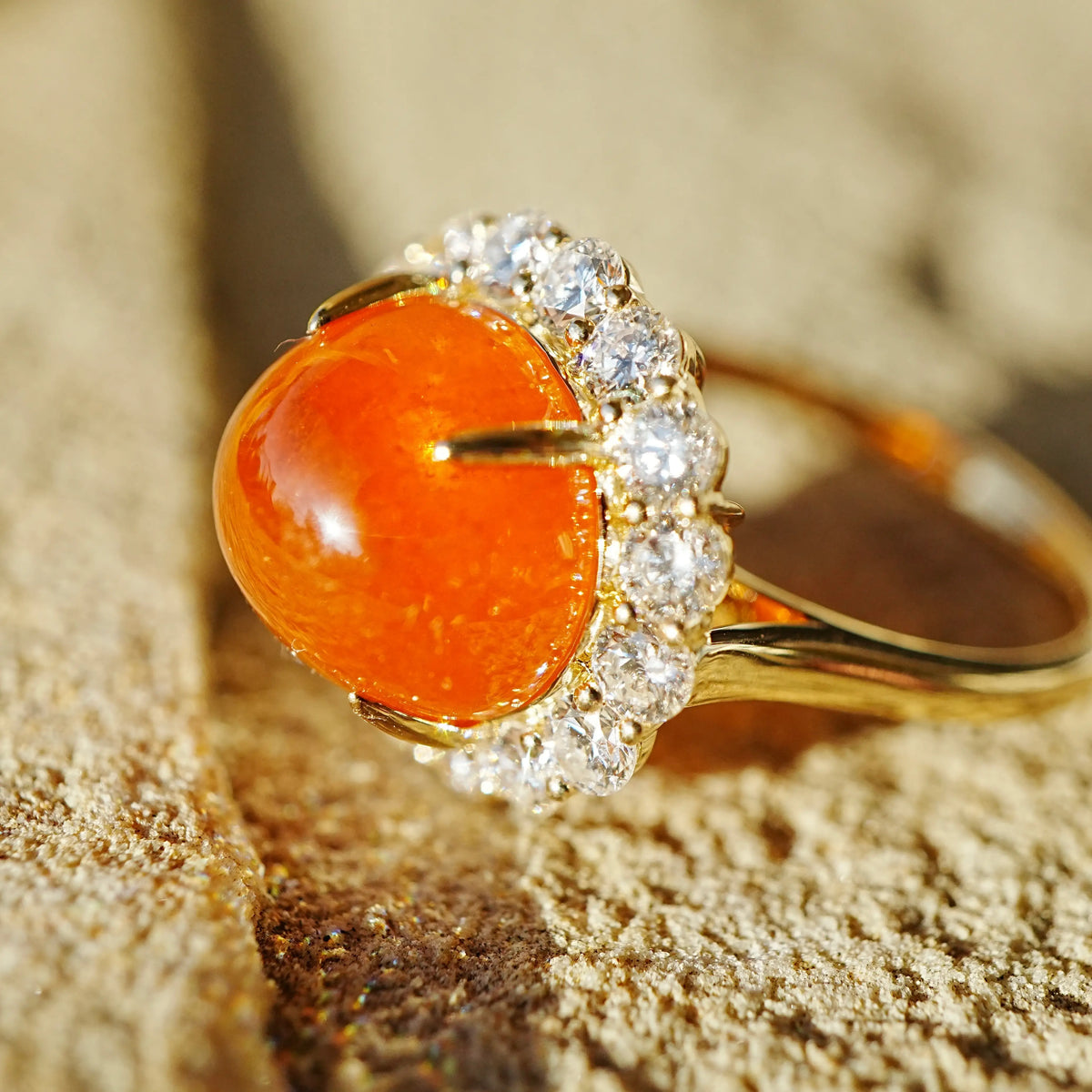 Eden Halo 12.02 ctw Natural Fanta Spessartine Garnet & Lab Diamond Ring (One-of-a-Kind)
