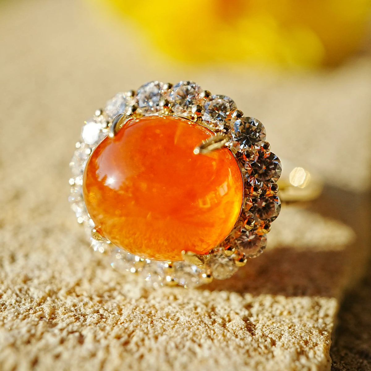Eden Halo 12.02 ctw Natural Fanta Spessartine Garnet & Lab Diamond Ring (One-of-a-Kind)