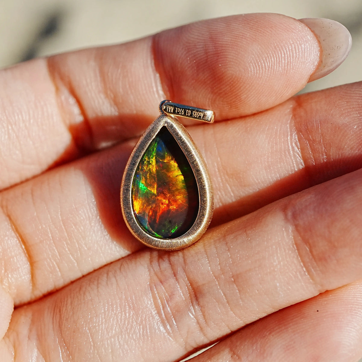 14k yellow gold Vivid Glance 3.97ct Natural Black Opal Diamond charm (One-of-a-Kind)
