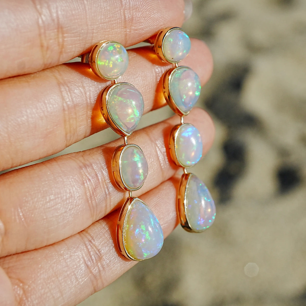 14k yellow gold The Garland 12.53 ctw Natural Opal Drop Earrings (One-of-a-Kind)