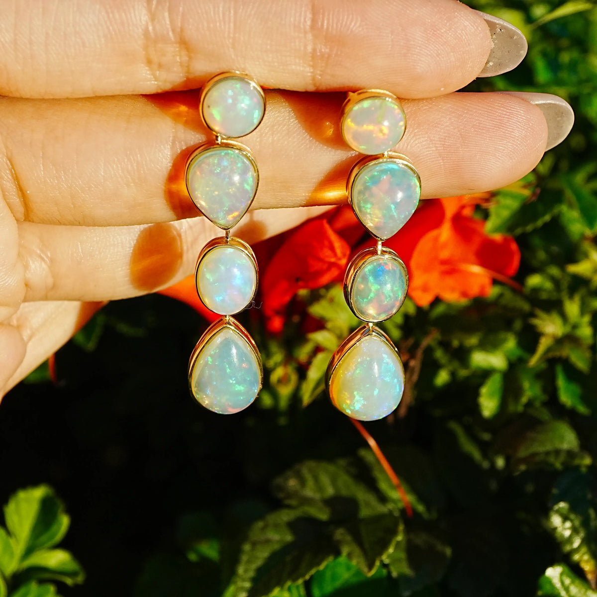 14k yellow gold The Garland 12.53 ctw Natural Opal Drop Earrings (One-of-a-Kind)