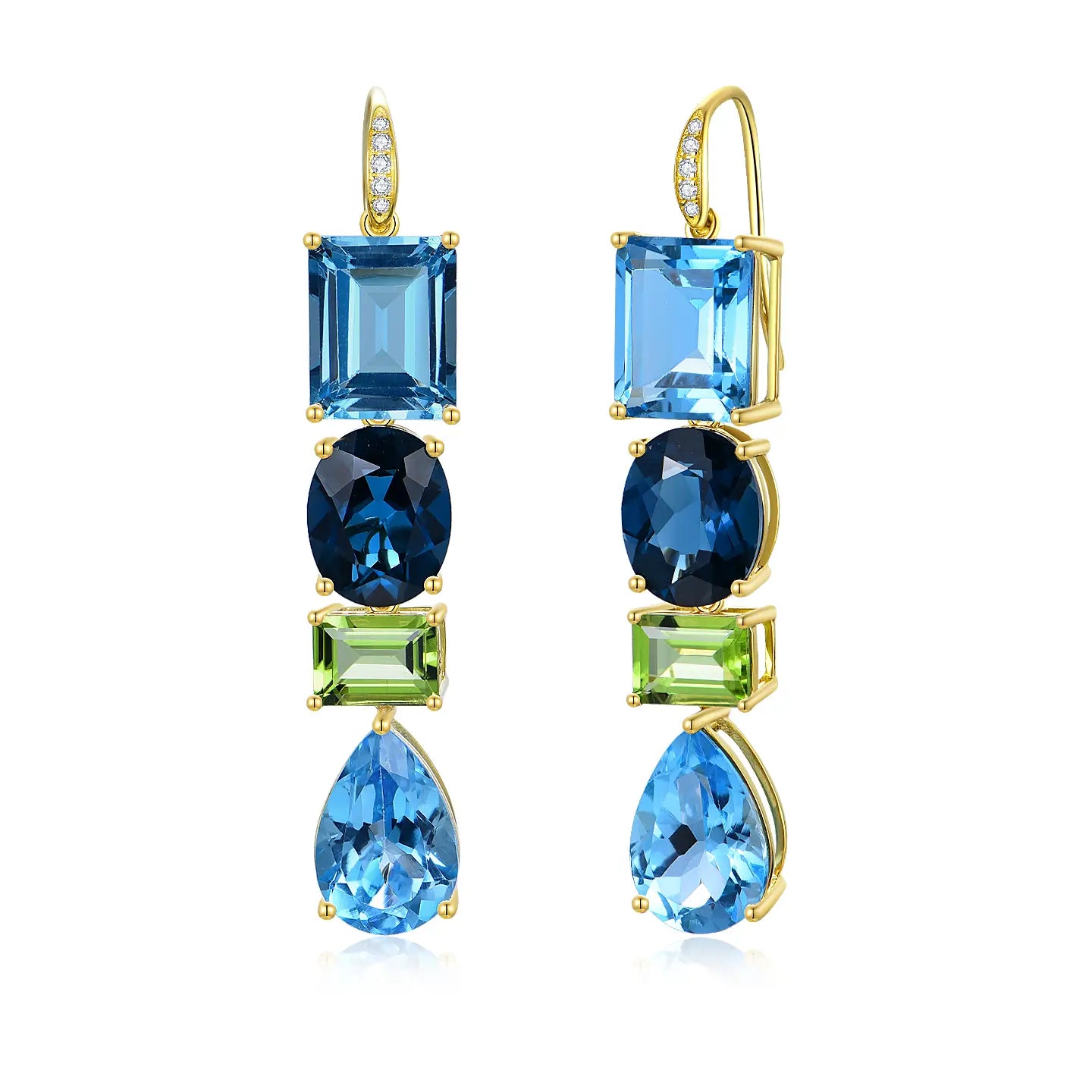GemFusion Topaz Peridot Convertible Drop Earrings 14k yellow gold 