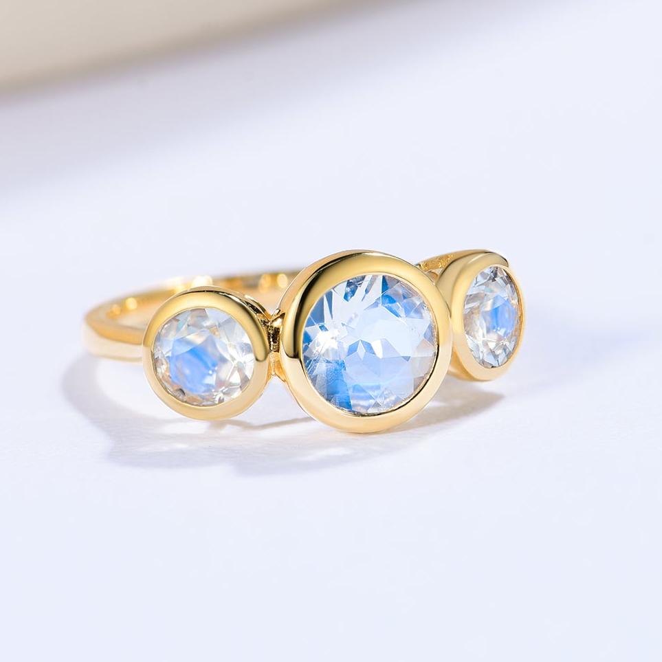 Trinity Round Moonstone Three-stone Ring
