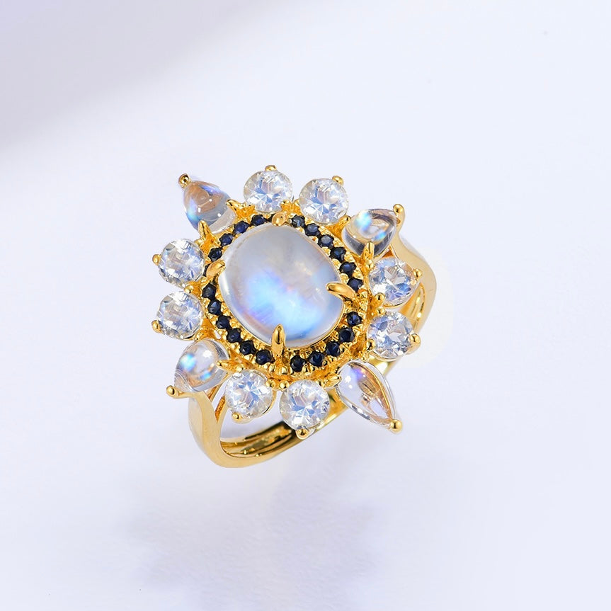 Moonstone Sapphire Cocktail Ring