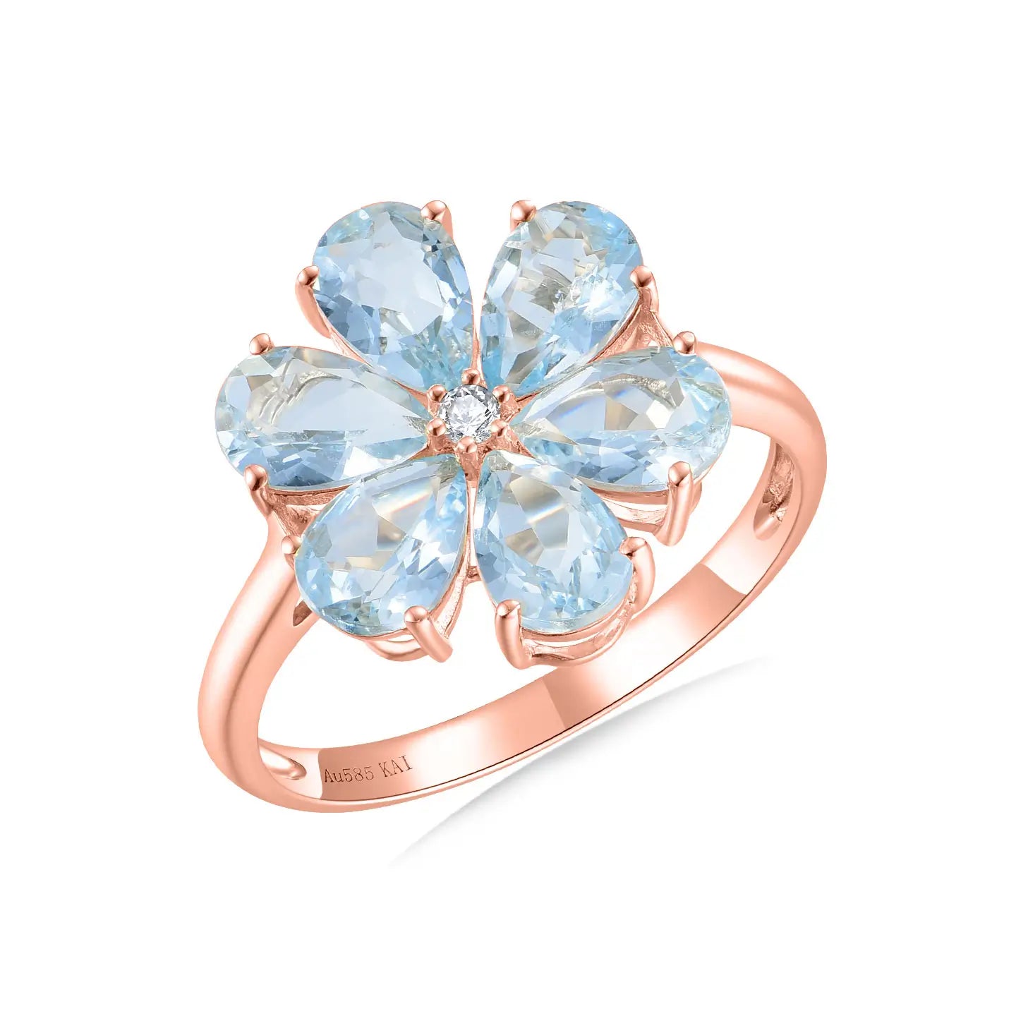 Flora Blossom Aquamarine Diamond Ring 14k rose gold 