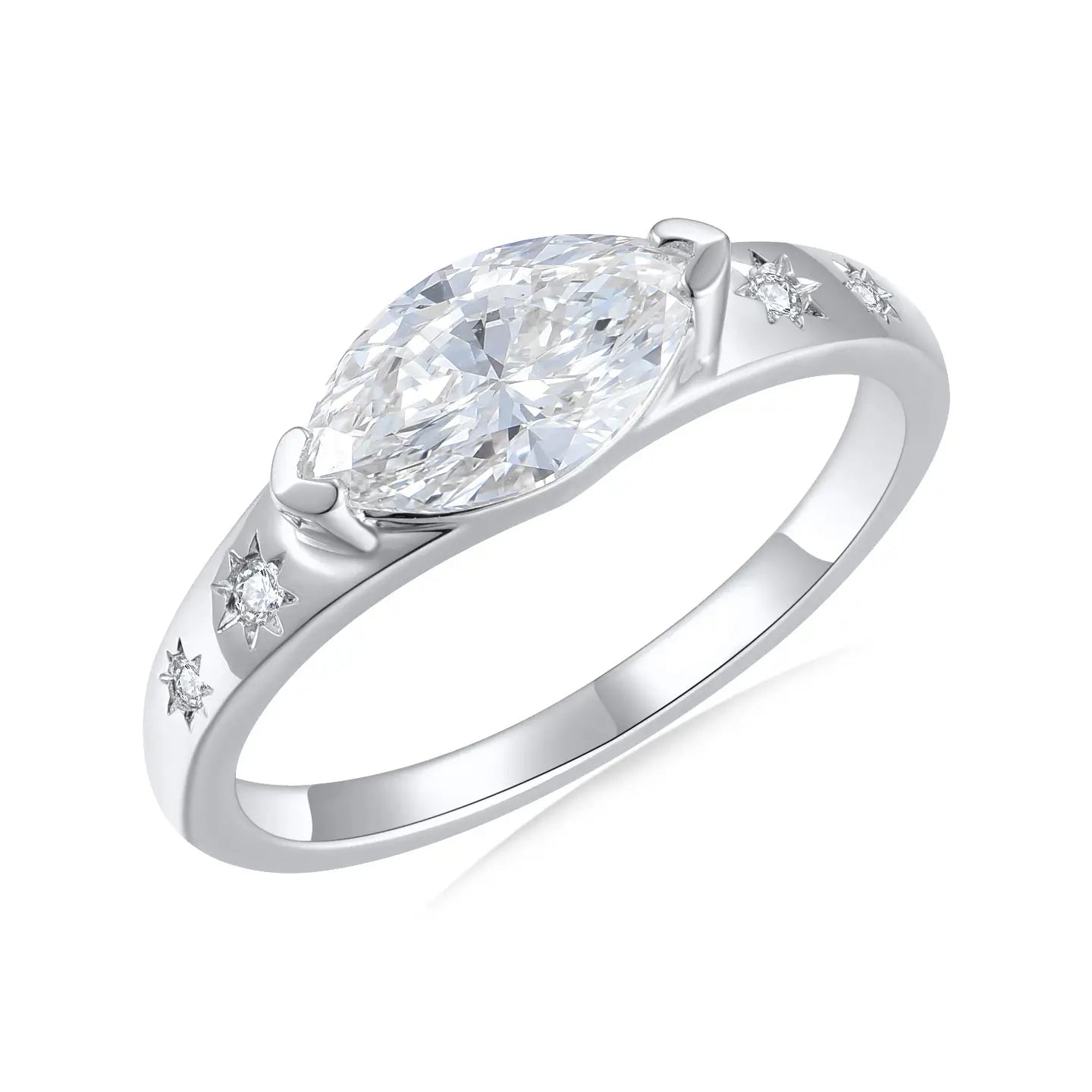Vintage Starlight Lab Grown Diamond Ring in 14k white gold 