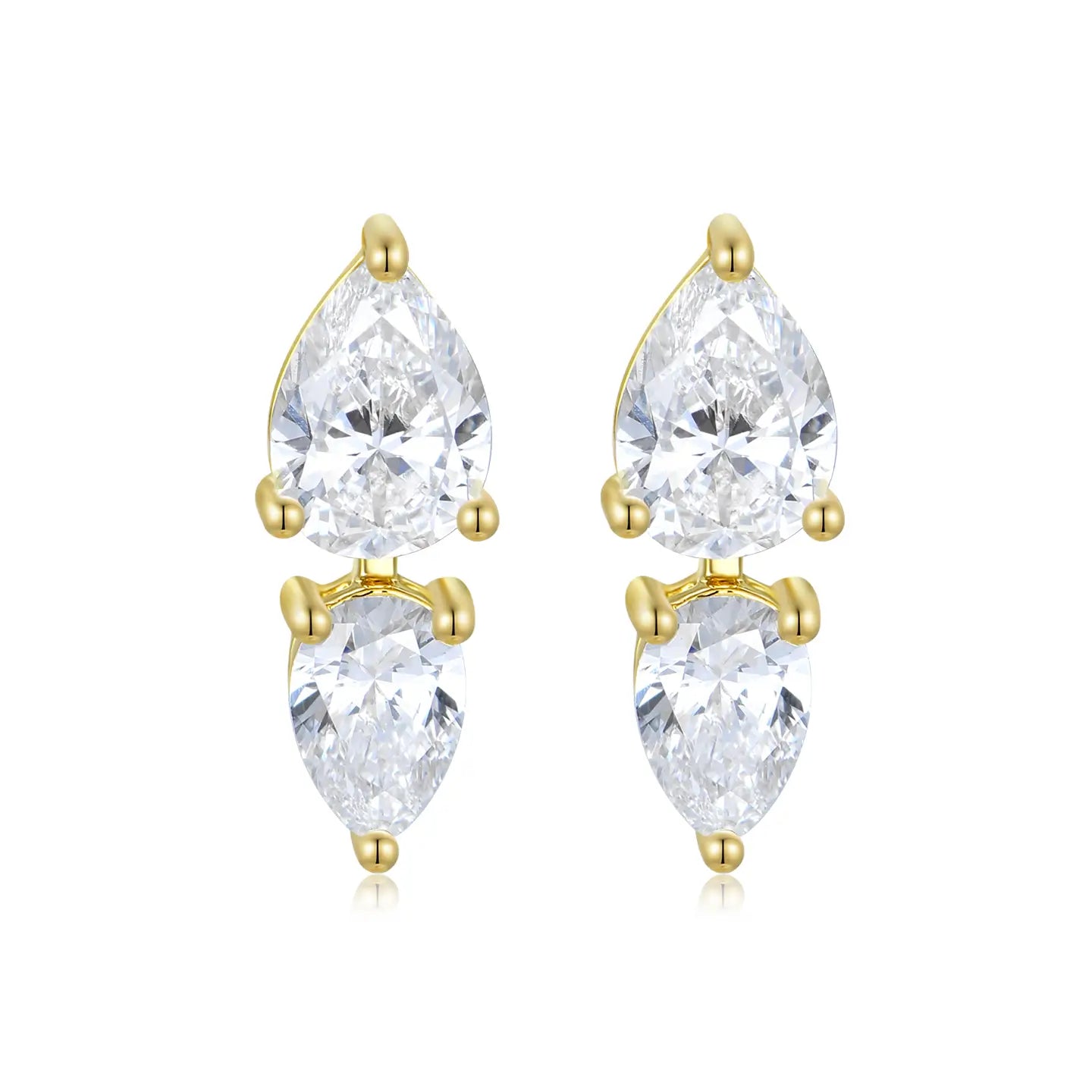 Venus Tears Duo Pear Lab Grown Diamond Earrings 14k yellow gold 