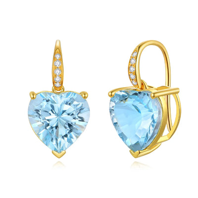 Radiant Heart Topaz Diamond Drop Earrings
