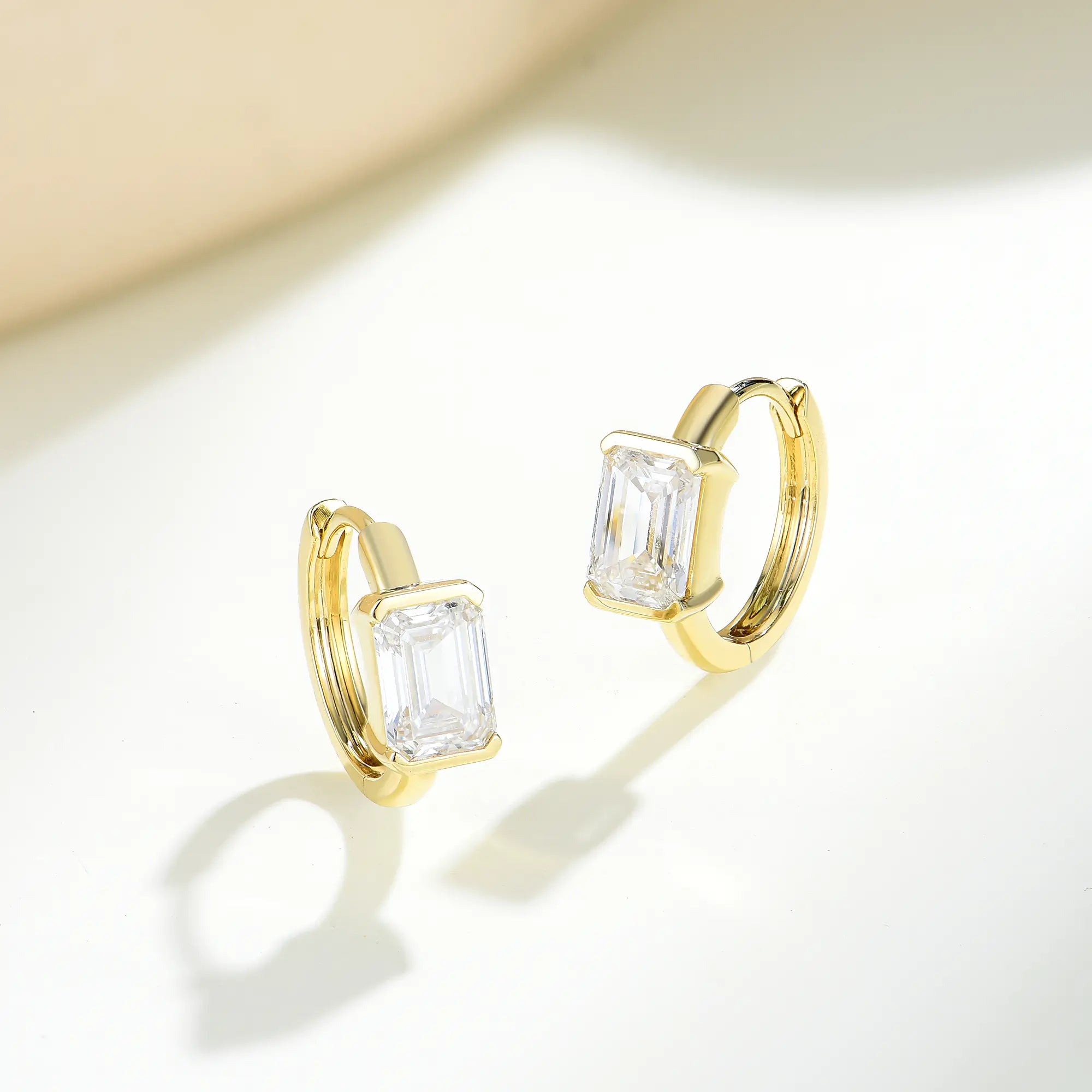 1.30 ct Emerald-Cut Lab Grown Diamond Hoop Earrings 14k yellow gold 