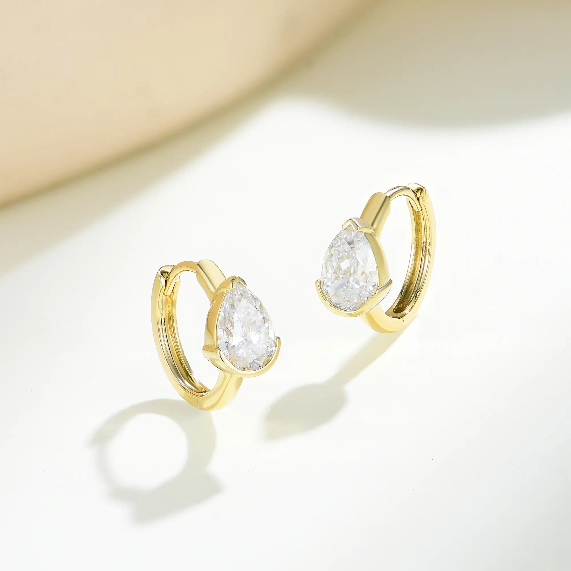 1.40 ct Pear Lab Grown Diamond Hoop Earrings 14k yellow gold