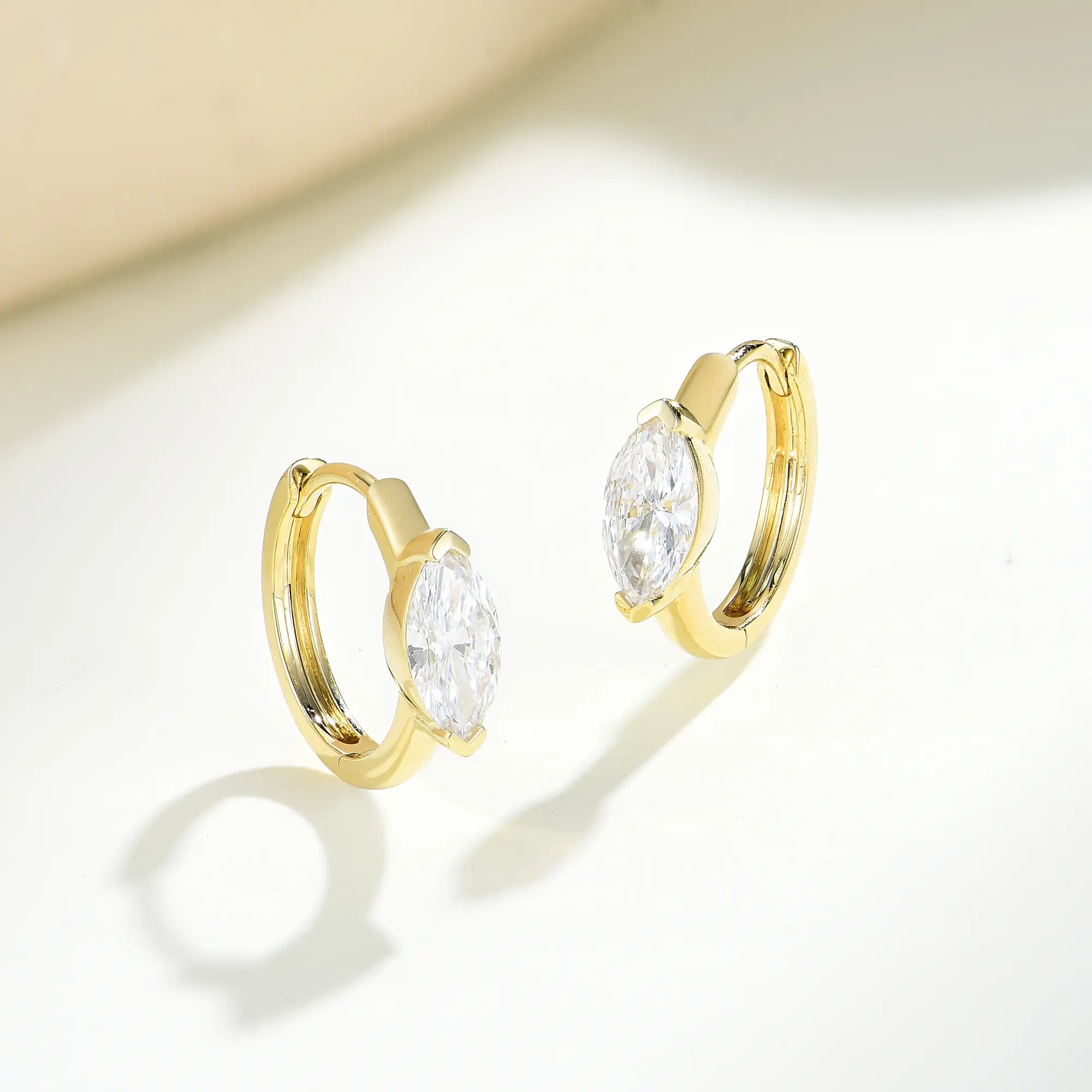 0.75 ct Marquise Lab Grown Diamond Hoop Earrings 14k yellow gold 