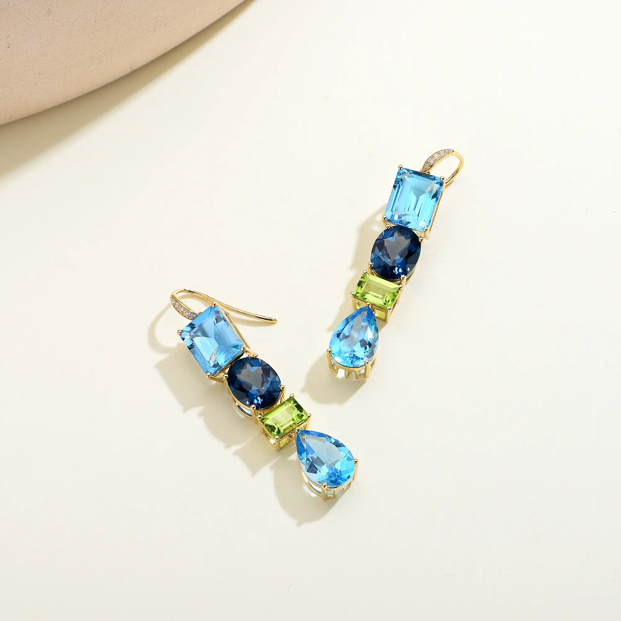 GemFusion Topaz Peridot Convertible Drop Earrings 14k yellow gold 