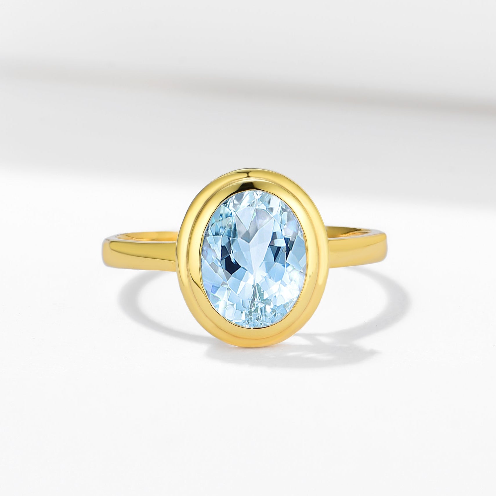 14k Gold Bella Natural Oval Cut Aquamarine Ring