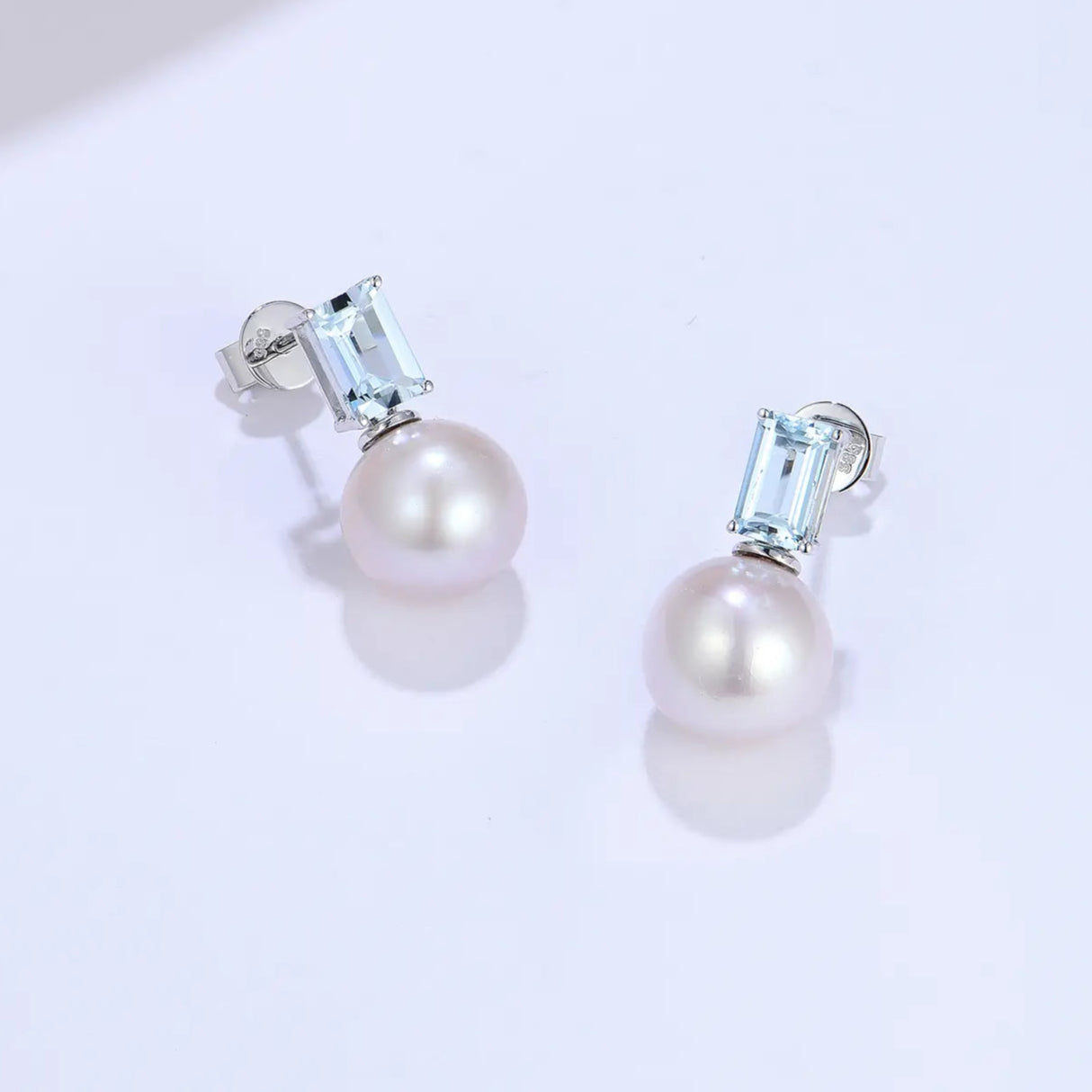 14k white gold aquamarine earrings