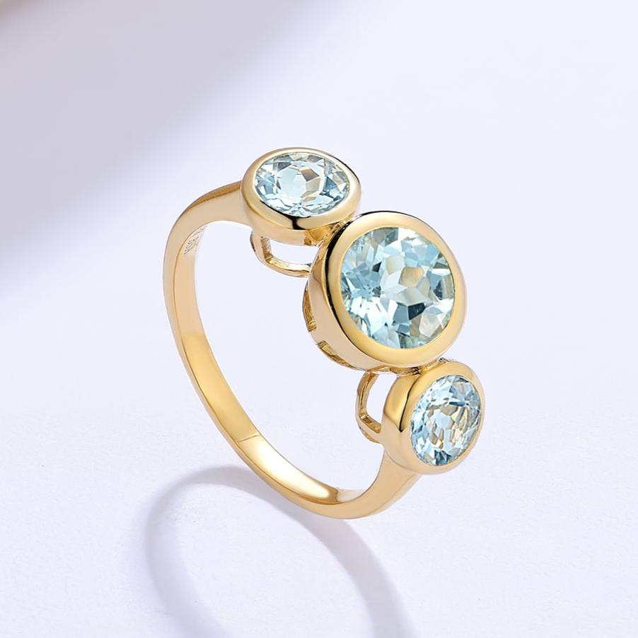 Trinity Round Aquamarine Three-stone Ring