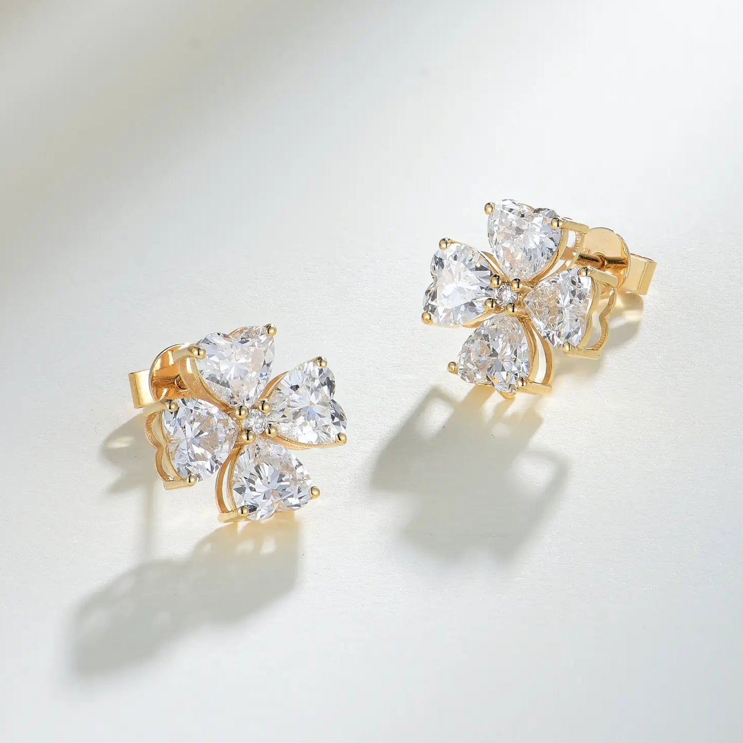 Felicia Lab Grown Diamond Clover Earrings 14k solid gold yellow gold
