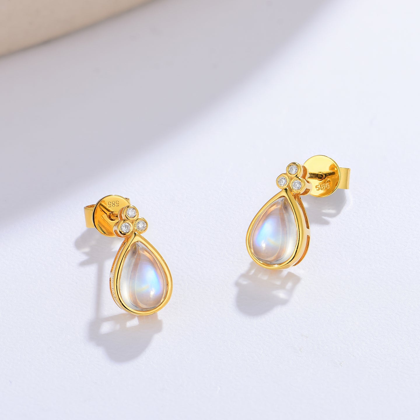 Ayla Pear-Shaped Moonstone Diamond Pearl Convertible Drop Earrings