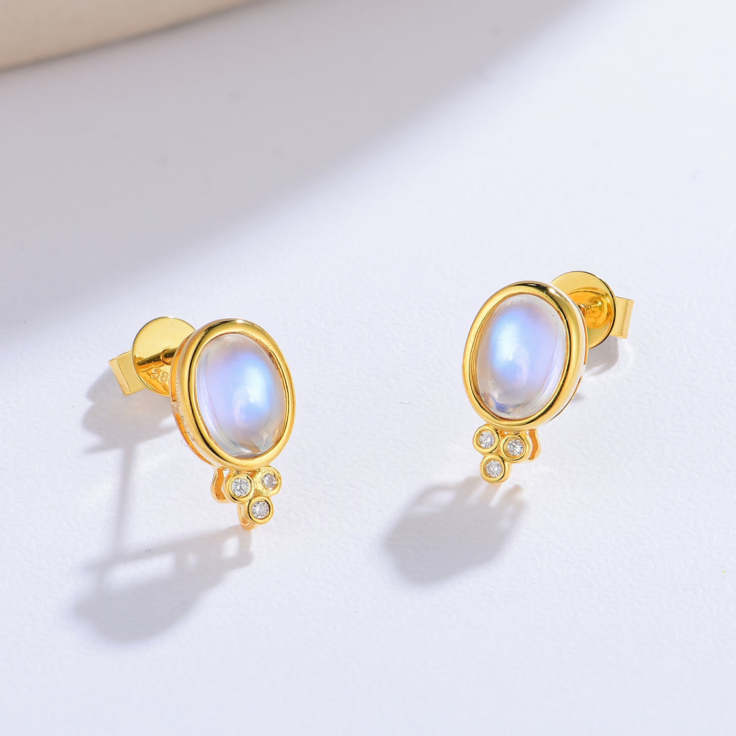 Ayla Oval Moonstone Diamond Earrings