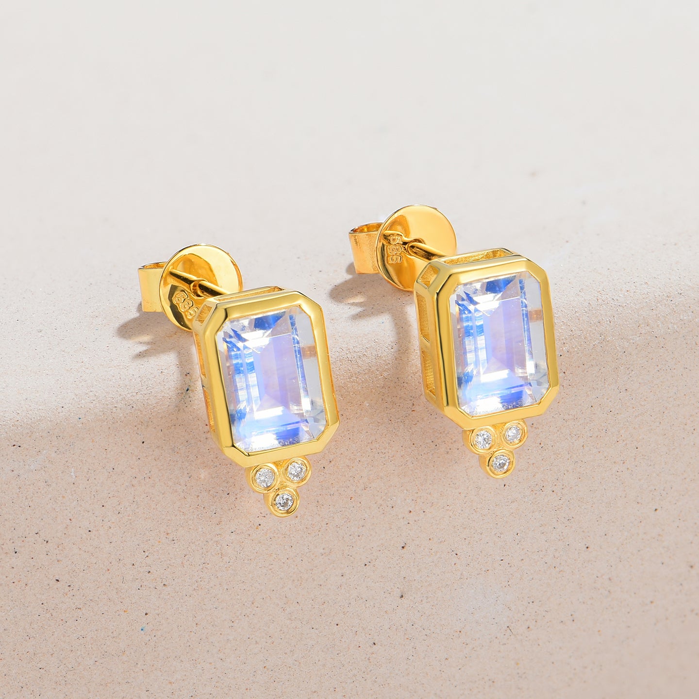 Ayla Emerald-Cut Moonstone Diamond Pearl Convertible Drop Earrings