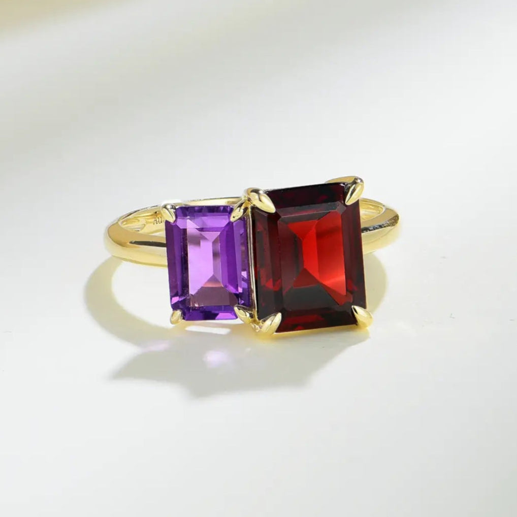 gold double gemstone Toi et Moi Ring
