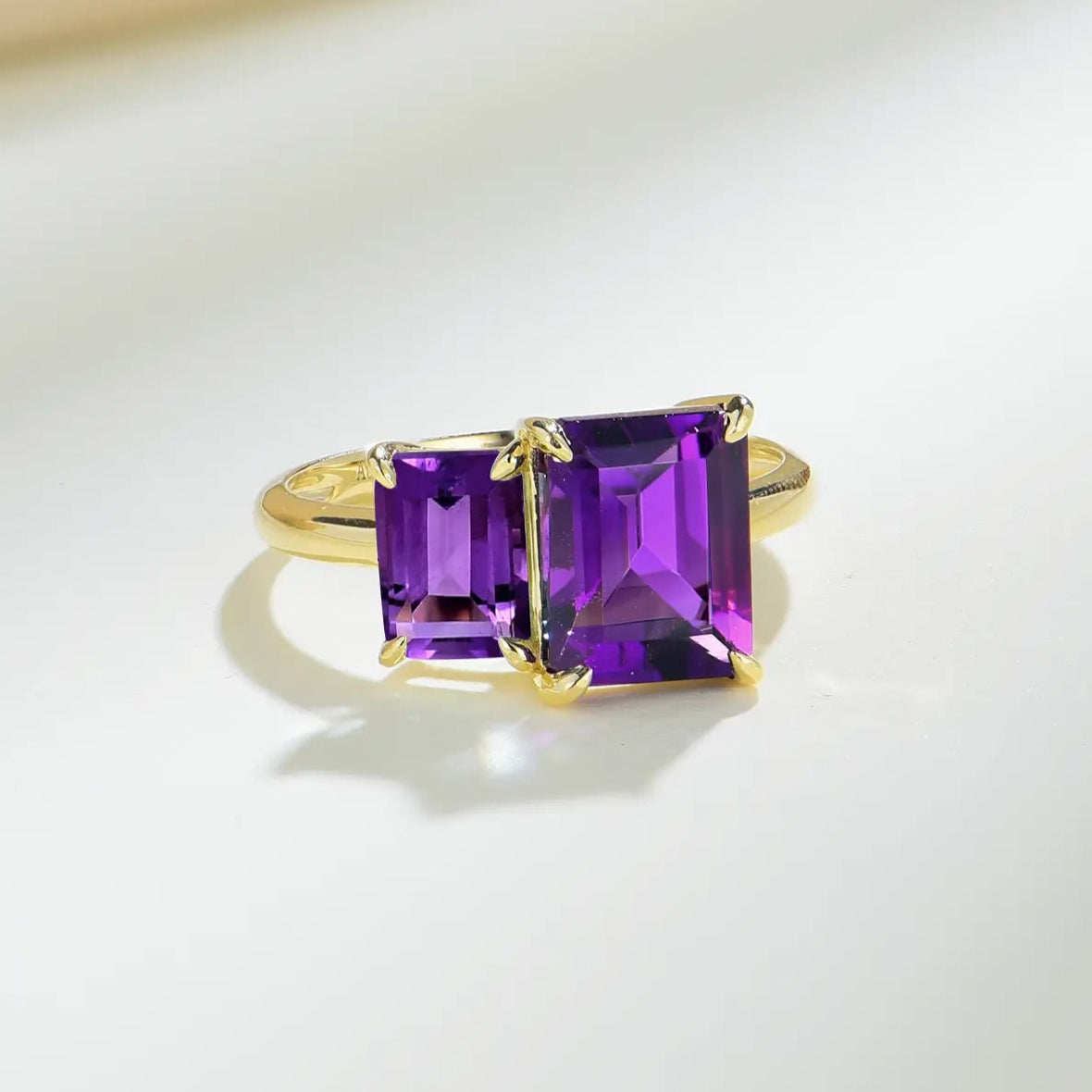 double gemstones gold ring 