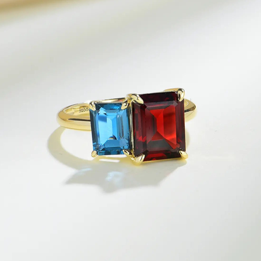 gold double gemstones Toi et Moi ring